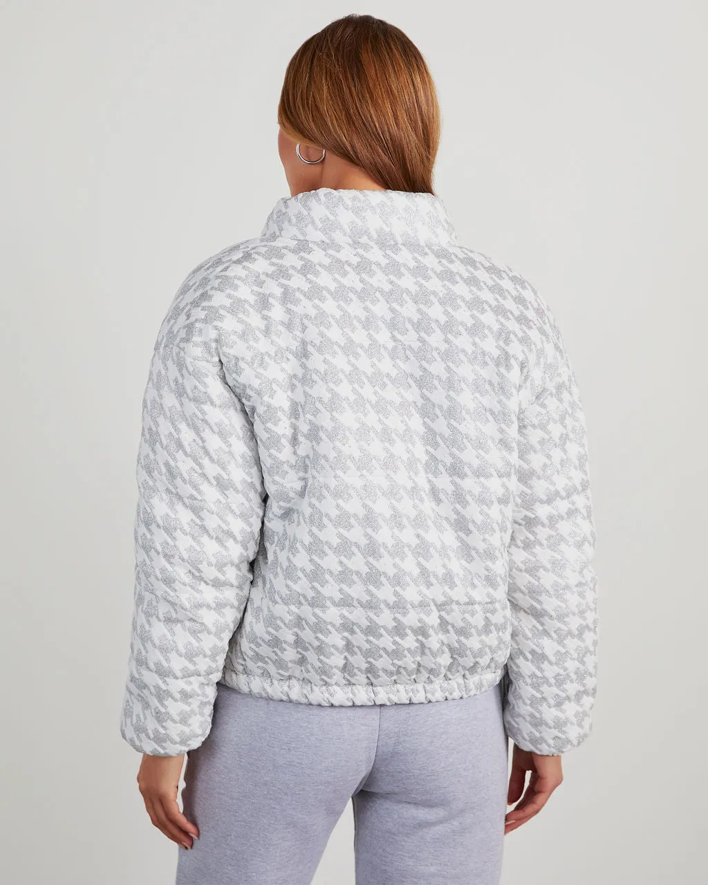 Blaine Glitter Houndstooth Puffer Jacket