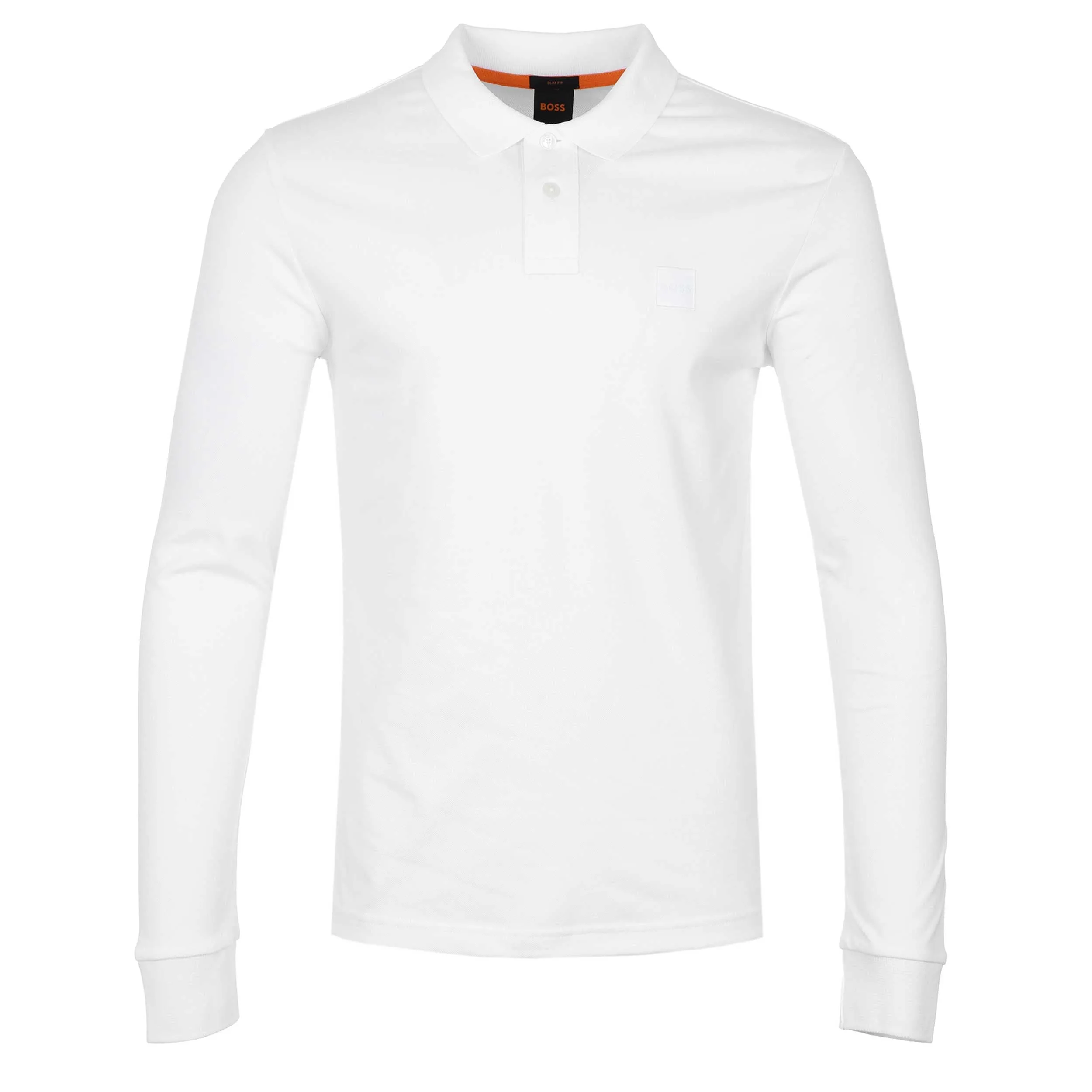 BOSS Passerby Long Sleeve Polo Shirt in White