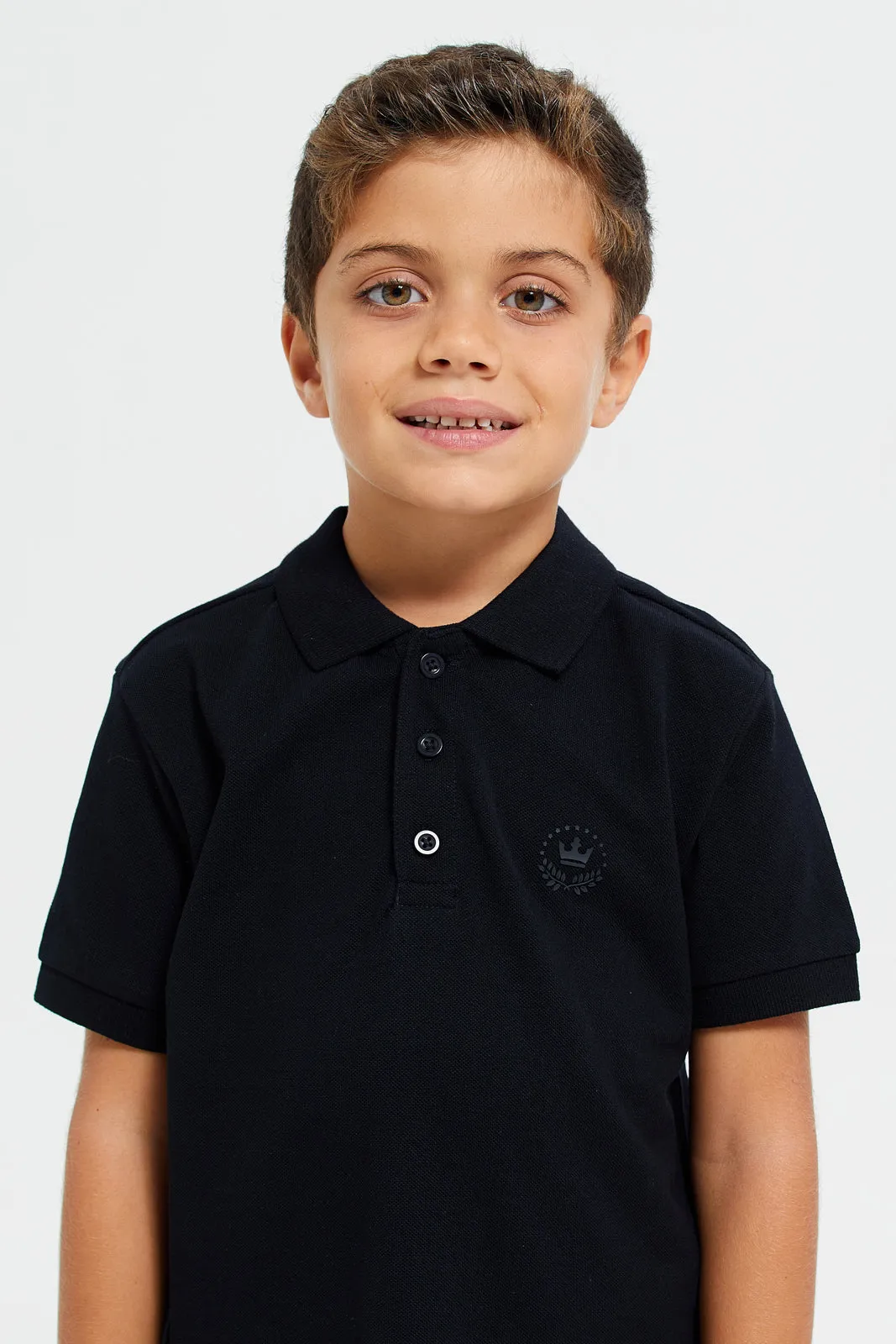 Boys Black And Grey Polo Shirt Set (Pack Of 2)