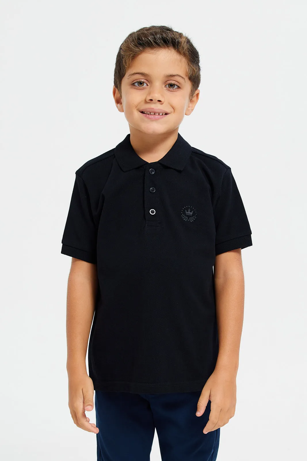 Boys Black And Grey Polo Shirt Set (Pack Of 2)