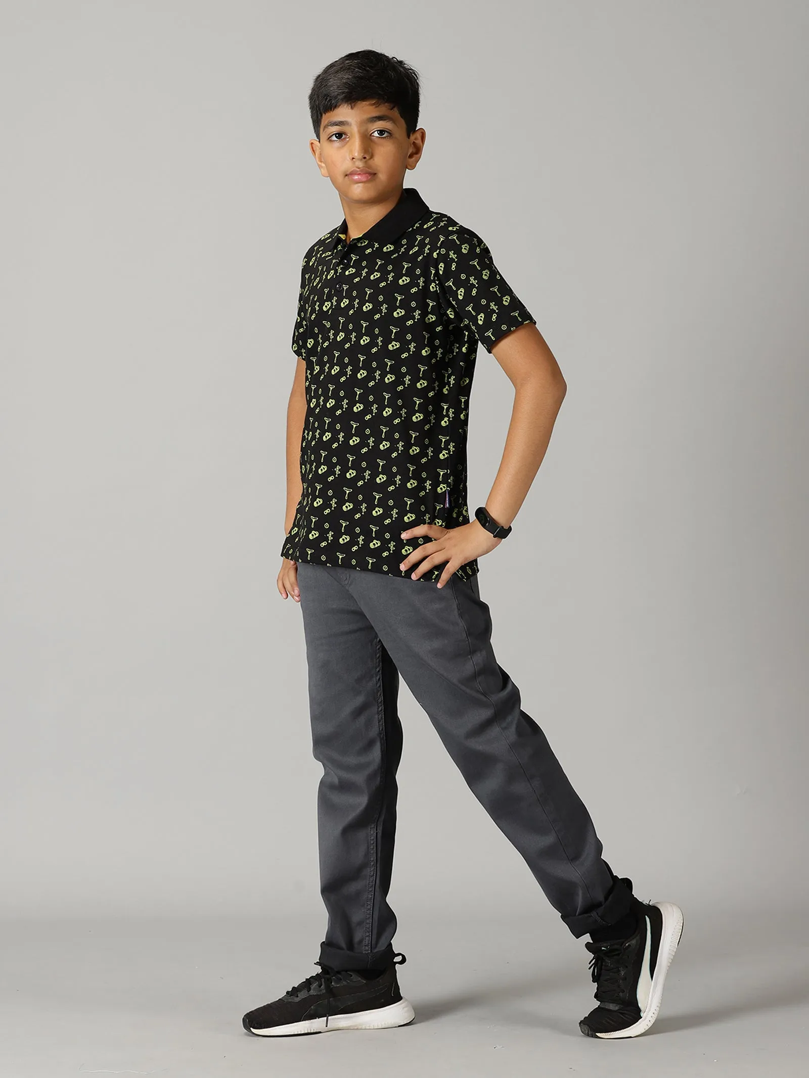 Boys Polo Tee & Basic 5 Pkt Casual Pant Set