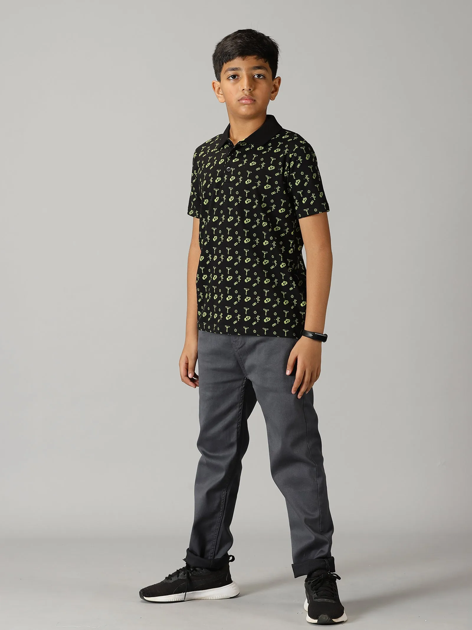 Boys Polo Tee & Basic 5 Pkt Casual Pant Set