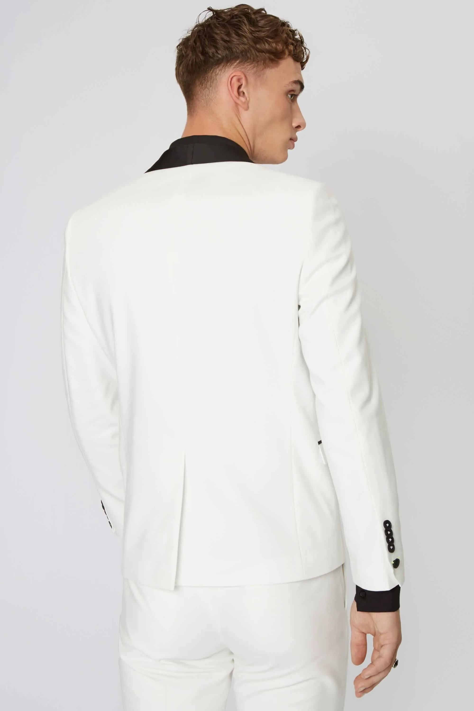 Brondesbury Skinny Fit White Tuxedo Jacket - ARCHIVE