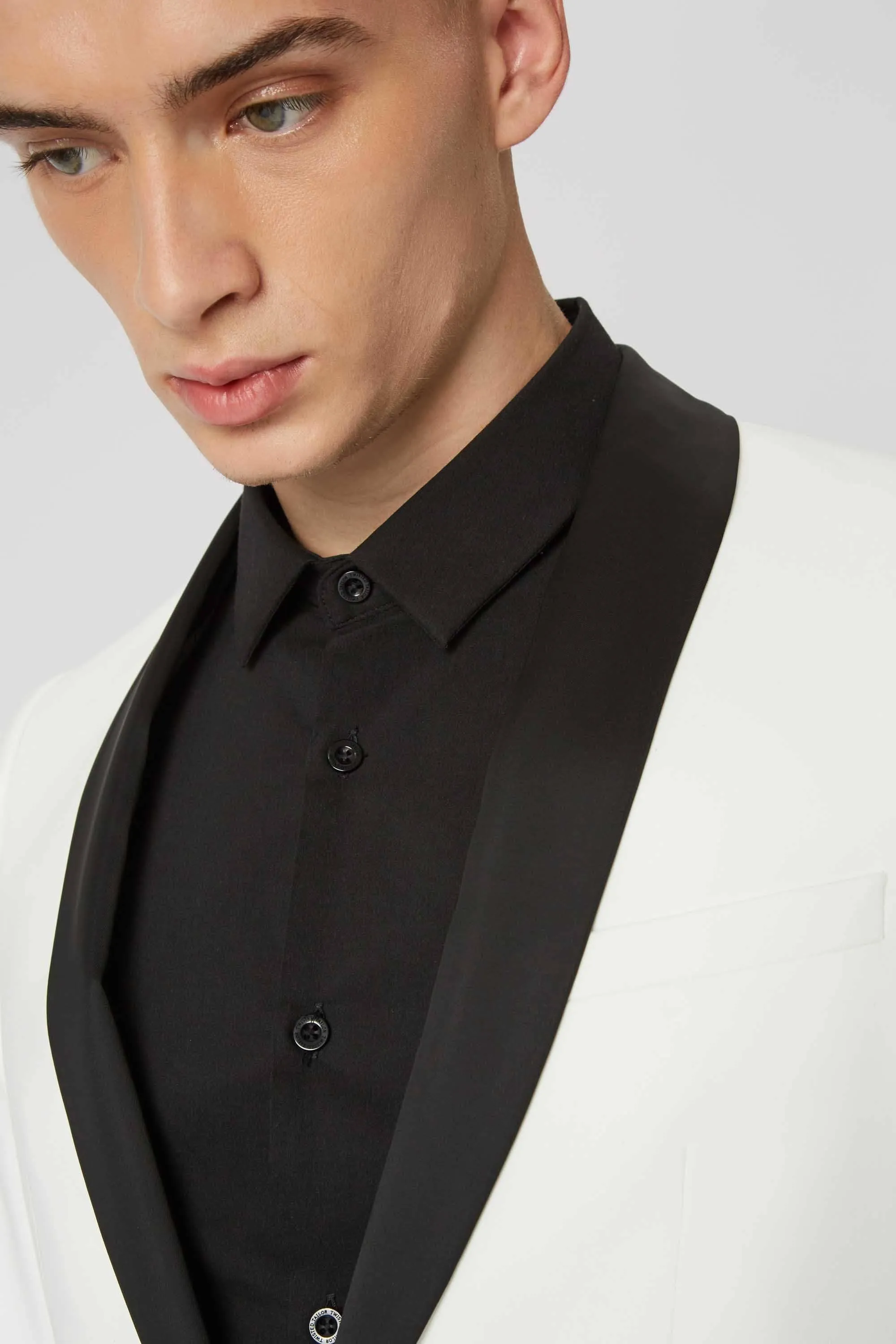 Brondesbury Skinny Fit White Tuxedo Jacket - ARCHIVE