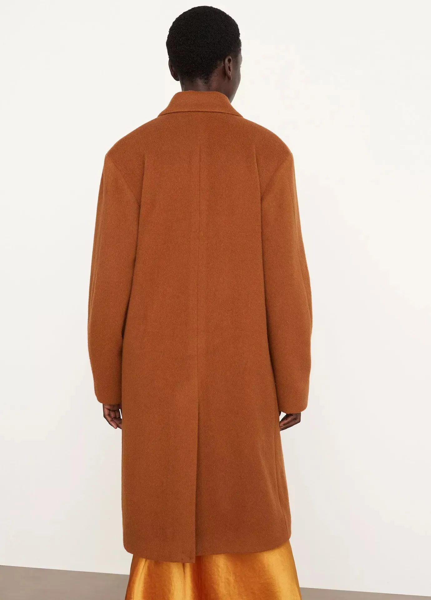 Brushed Wool Double Breast Coat - Gold Toffee