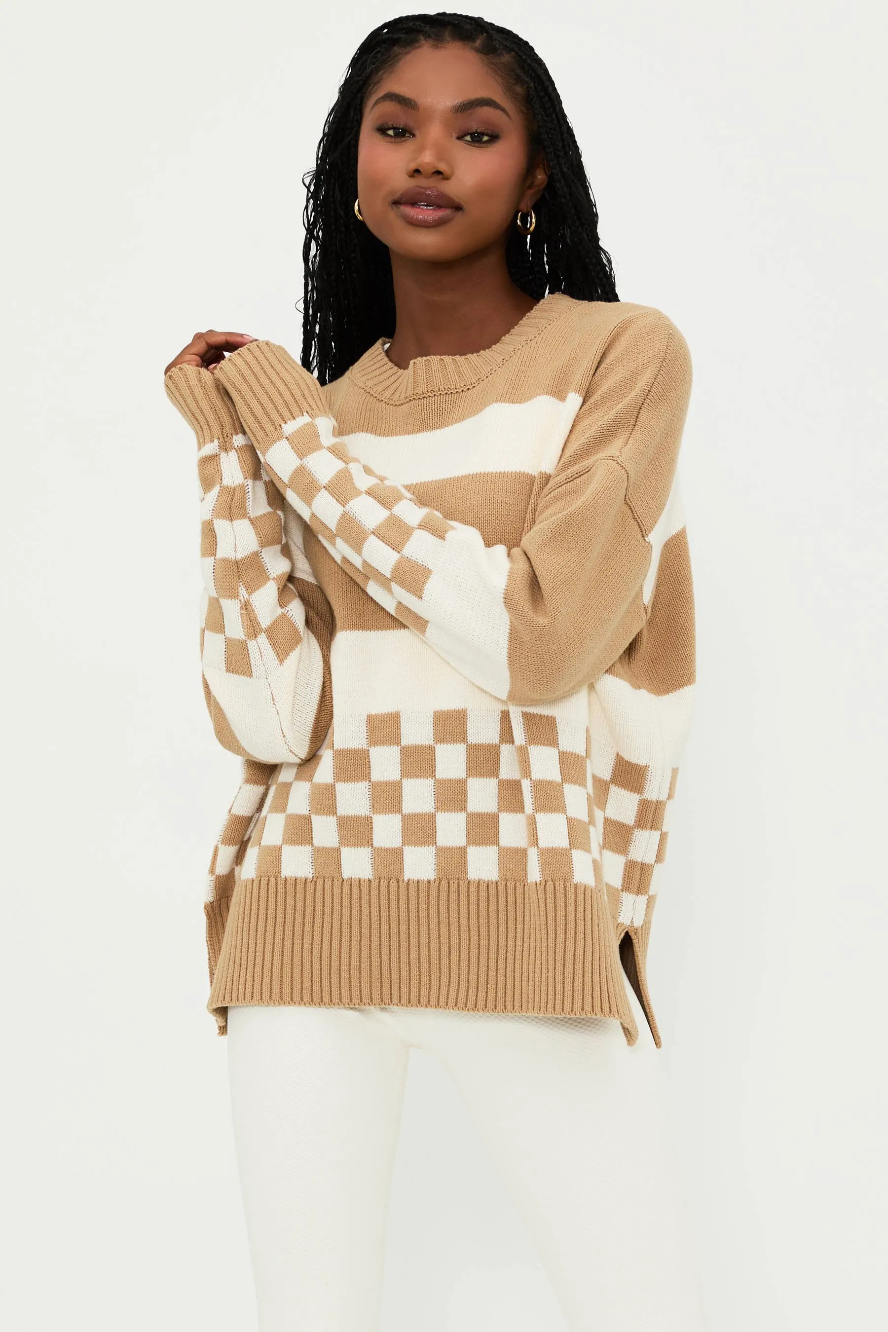 Callie Sweater Taupe Check