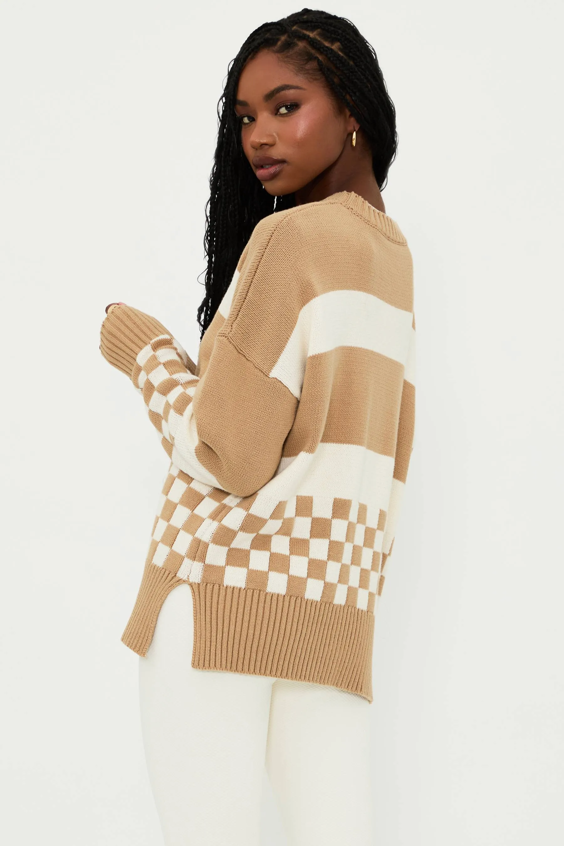 Callie Sweater Taupe Check