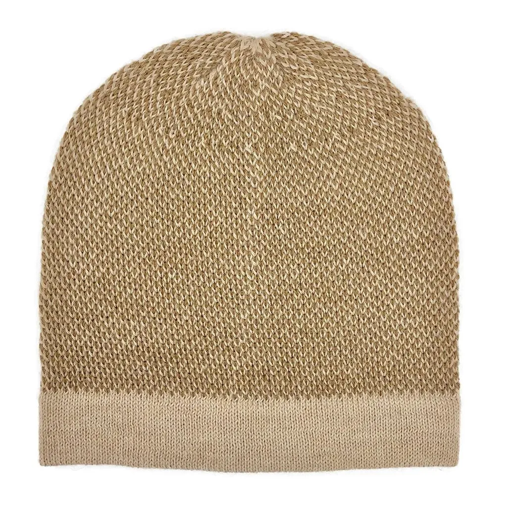 Camel Interwoven Alpaca Beanie | Ethical Style