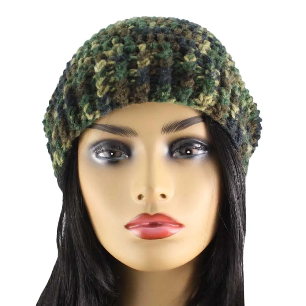 Camouflage Crochet Beanie Hat with Band Medium/Large - JMCH39ML