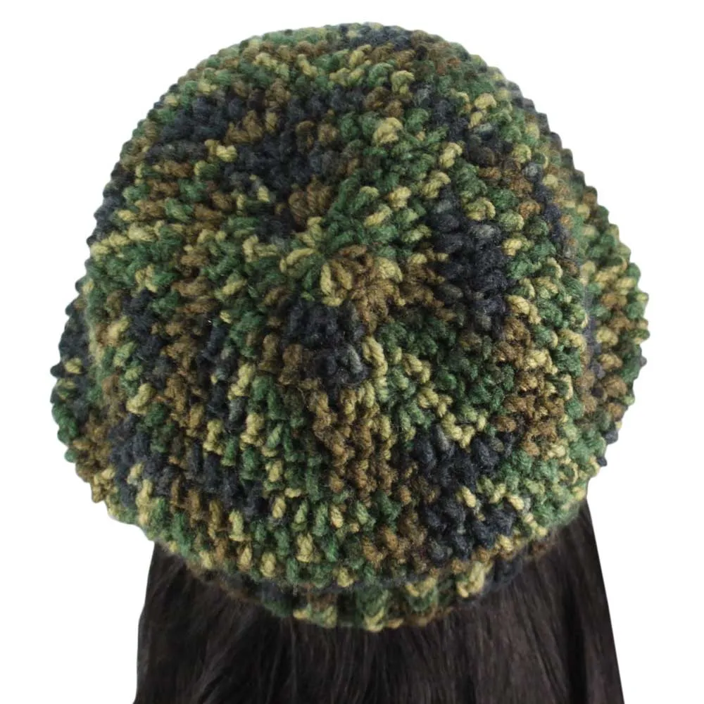 Camouflage Crochet Beanie Hat with Band Medium/Large - JMCH39ML