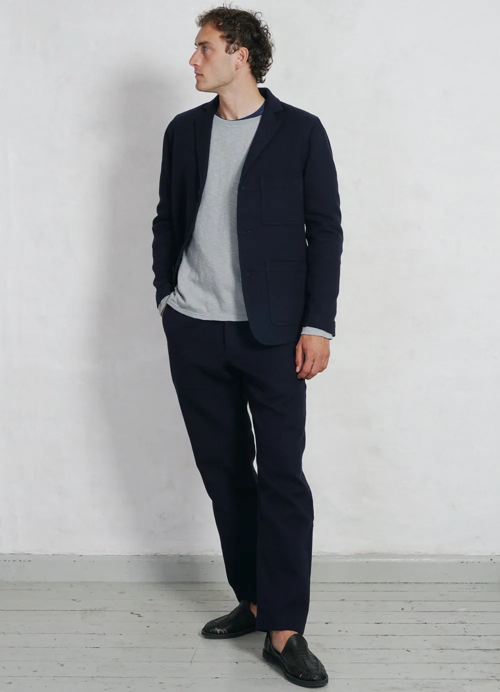 CHARLIE | Easy Three Button Blazer | Indigo Sashiko