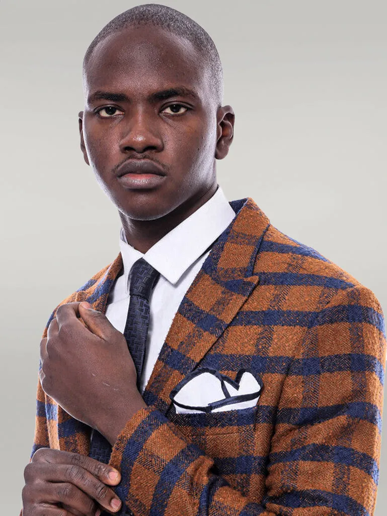 Checked Tawny Slim-Fit Blazer - Wessi