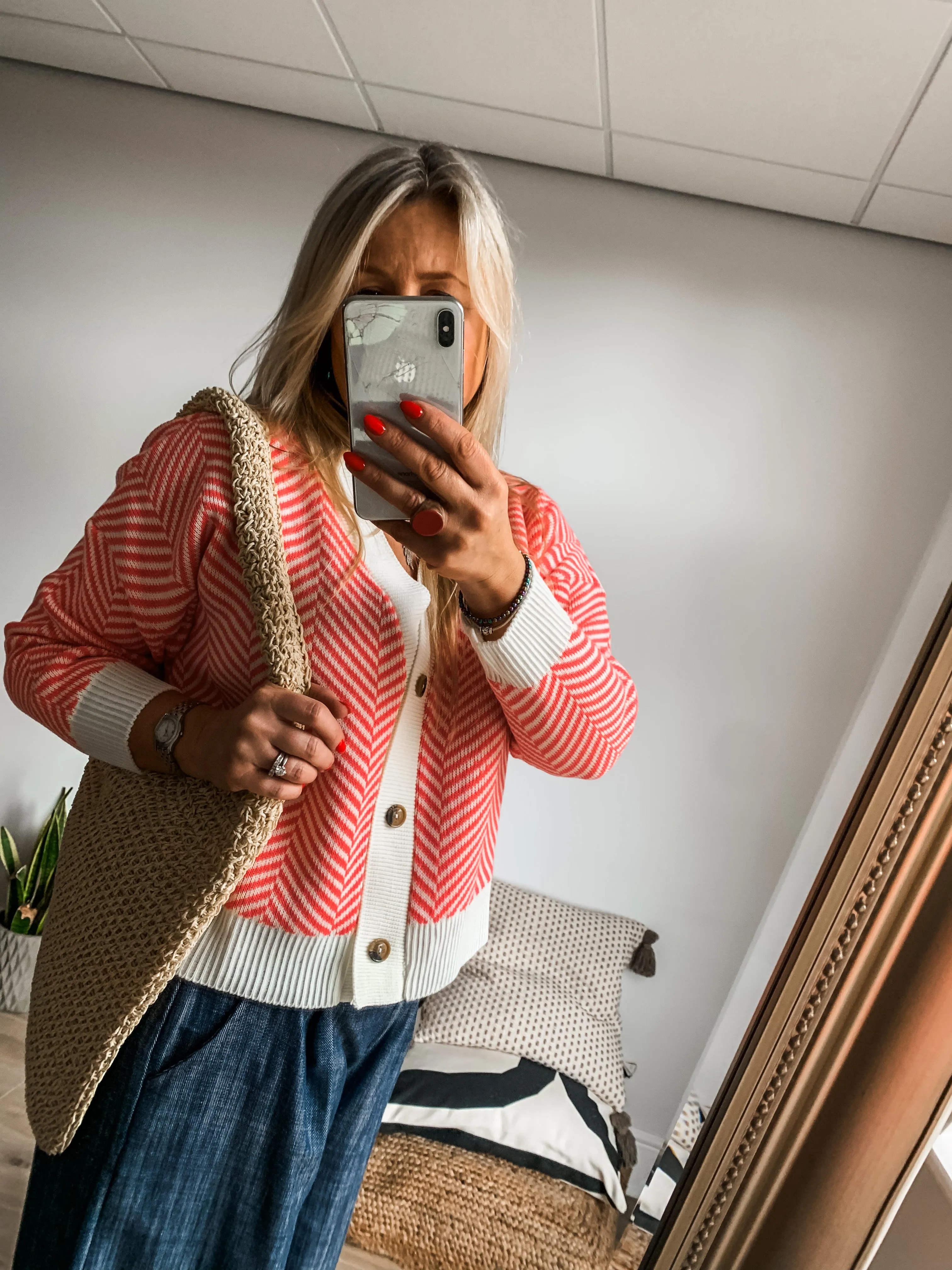 Chevron Knit Button Cardigan