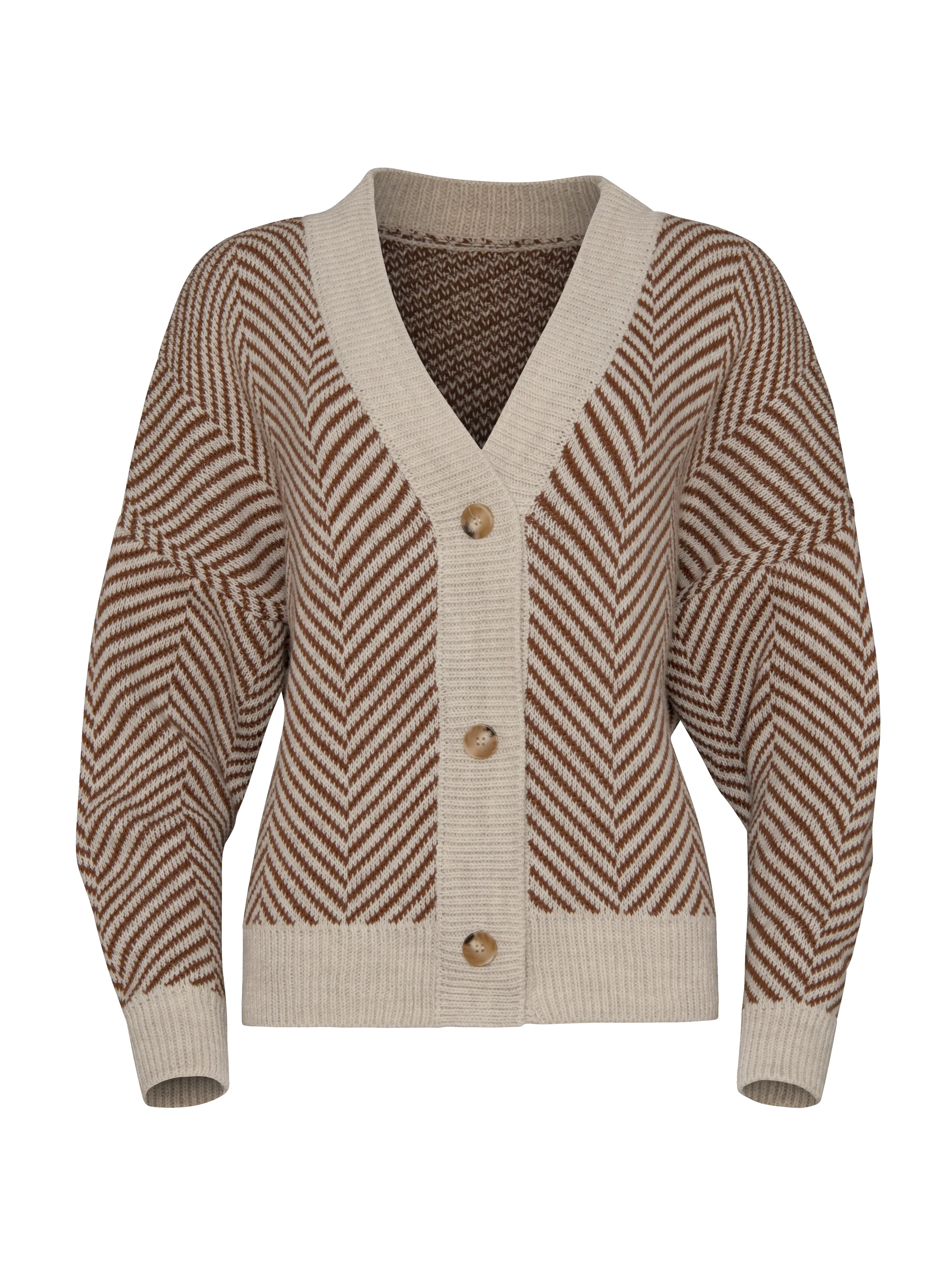 Chevron Knit Button Cardigan