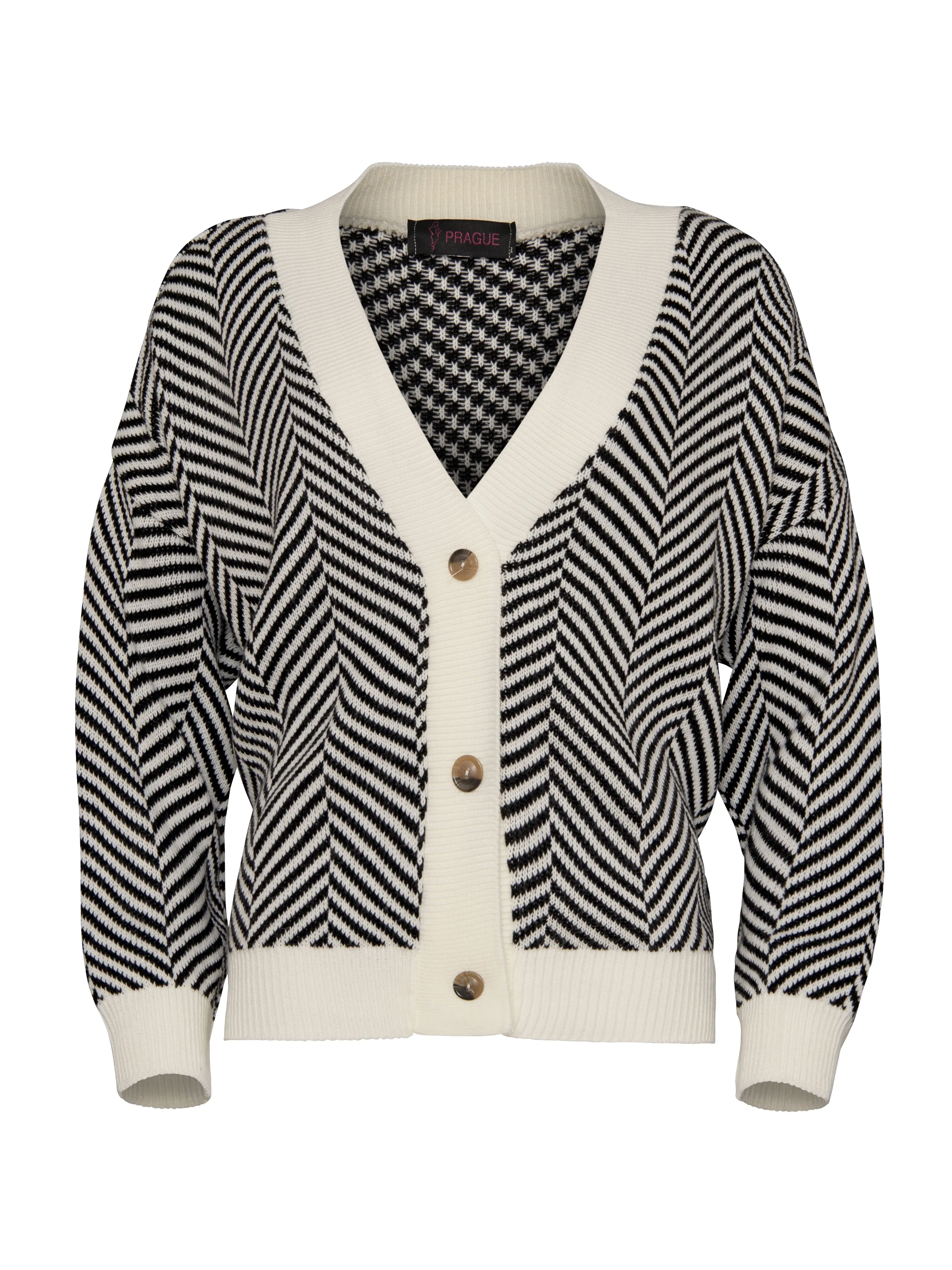 Chevron Knit Button Cardigan