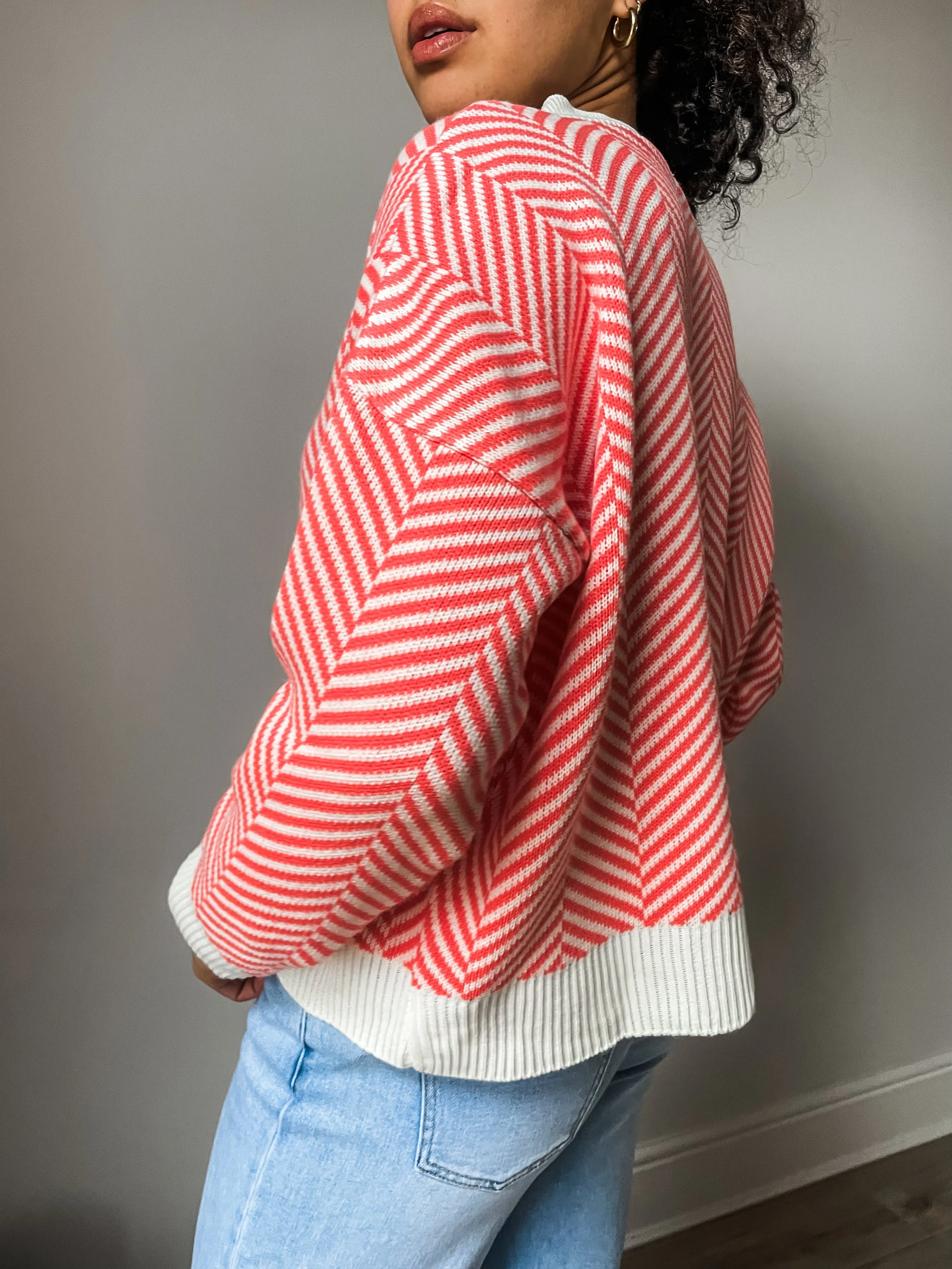 Chevron Knit Button Cardigan