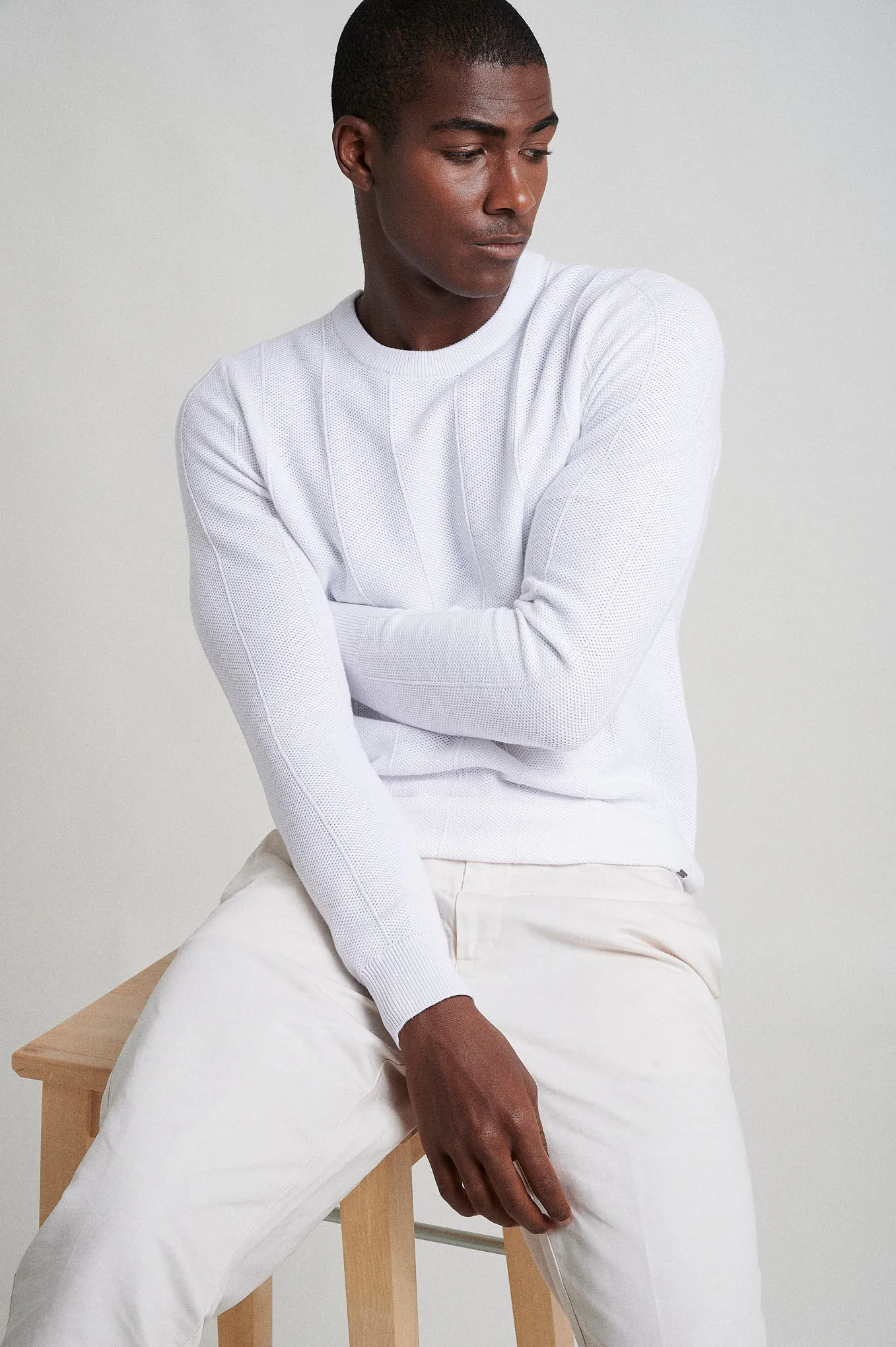 Cotton Silk structure-knit sweater