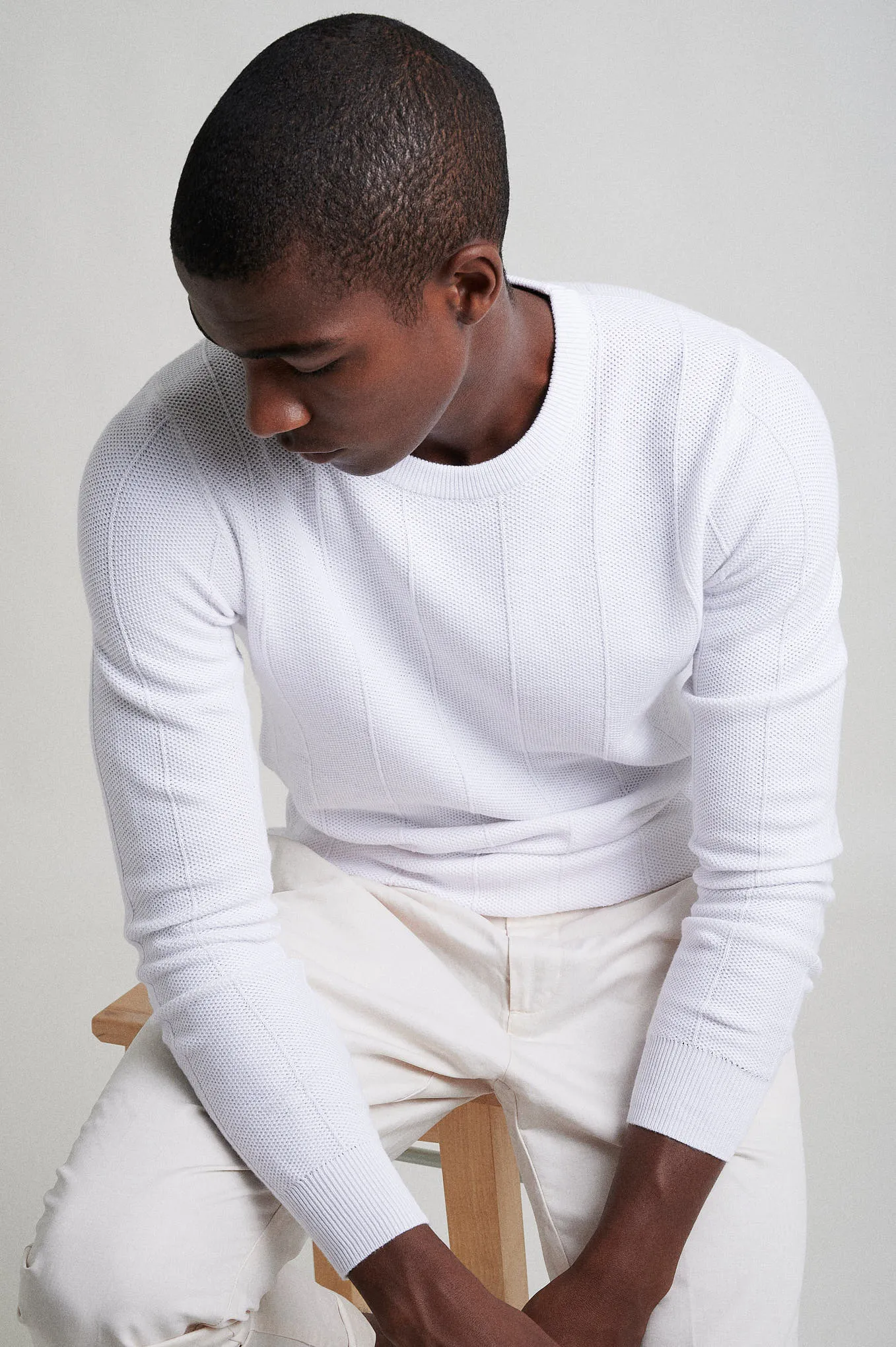 Cotton Silk structure-knit sweater