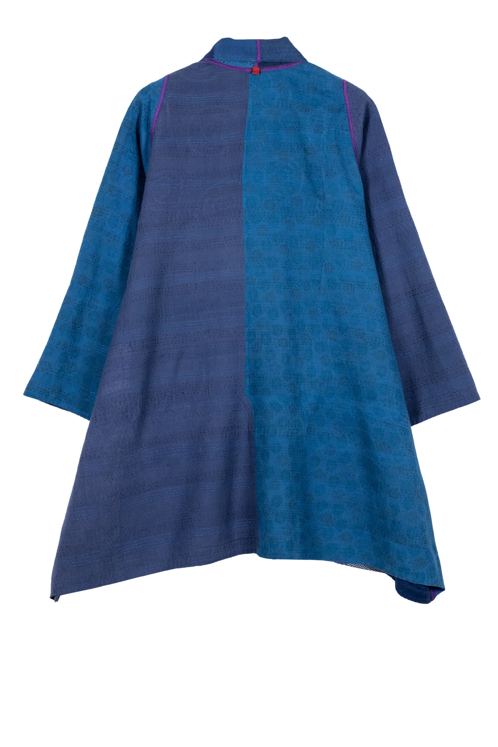 COTTON SILK SW PATCH KANTHA A-LINE JKT - ws2003-blu -