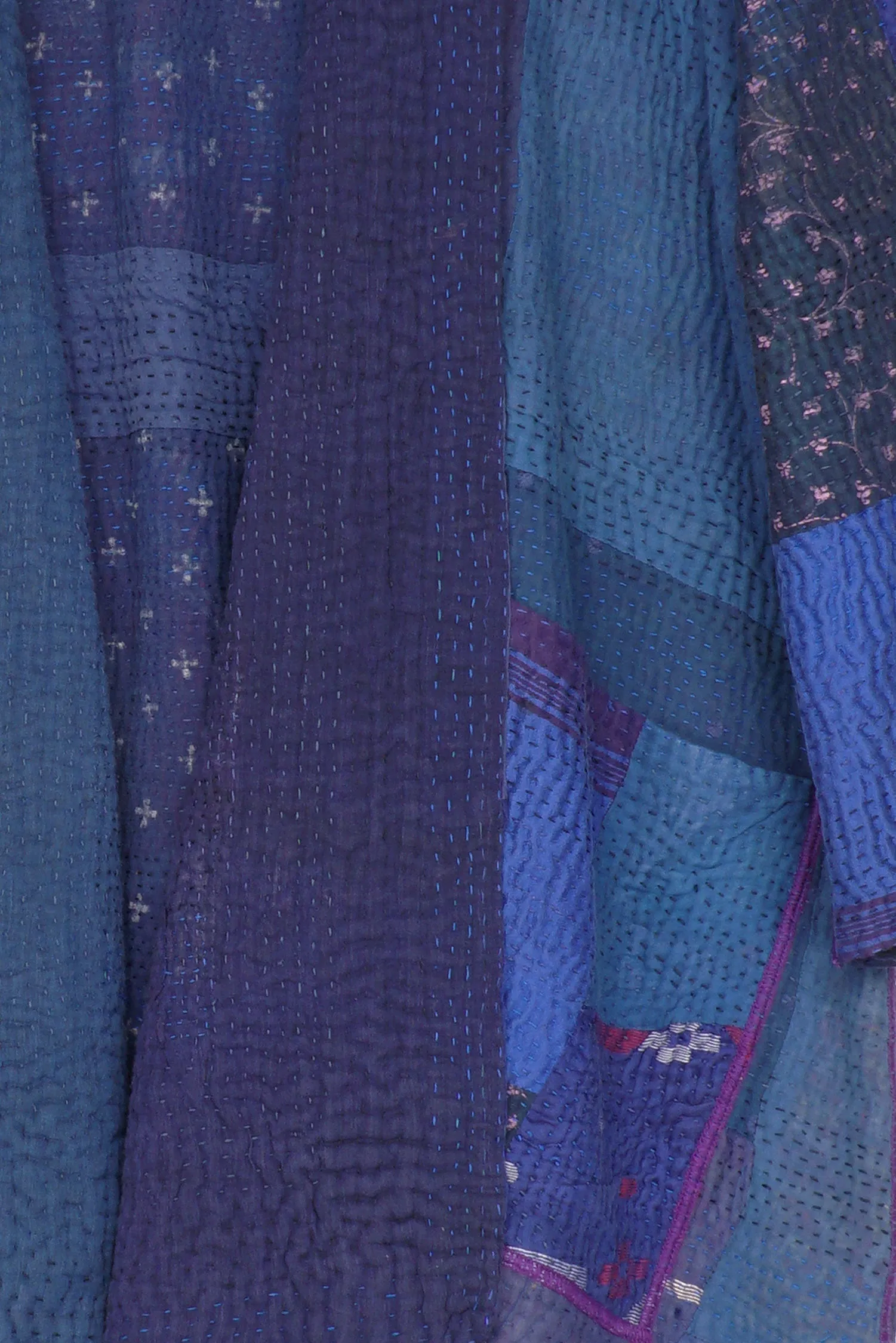 COTTON SILK SW PATCH KANTHA A-LINE JKT - ws4003-blu -