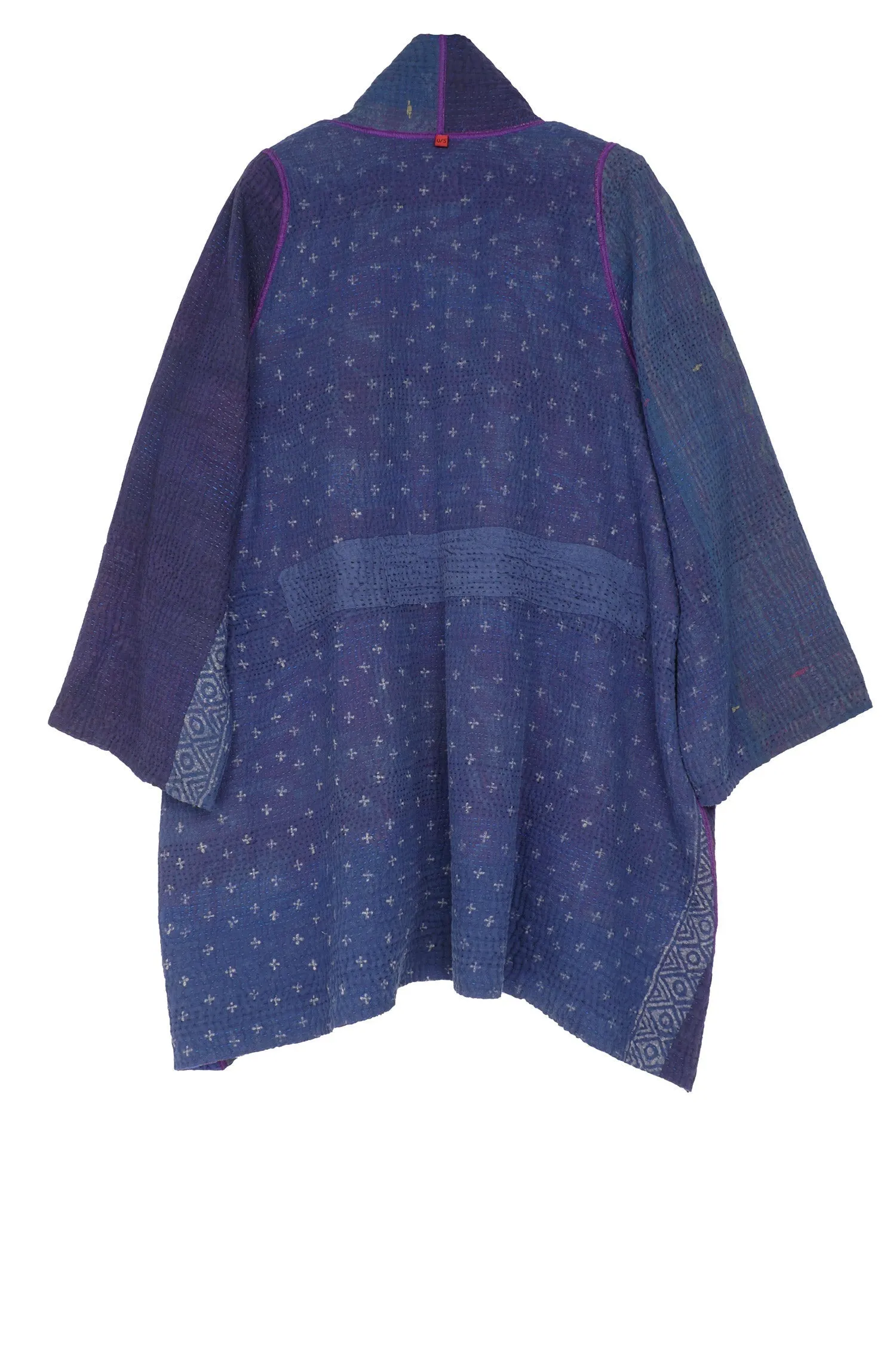 COTTON SILK SW PATCH KANTHA A-LINE JKT - ws4003-blu -