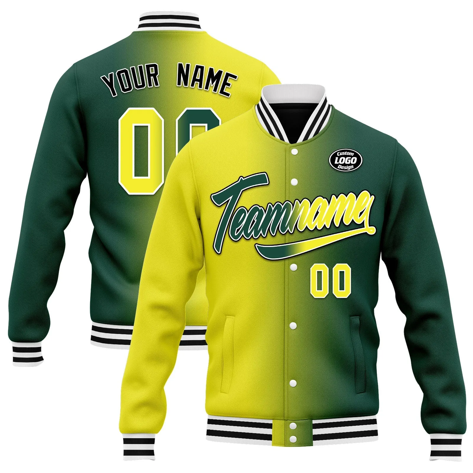 Custom Gradient Fashion Jacket Bomber Full-Snap Varsity Letterman Personalized Jacket FZ005-D028015-13