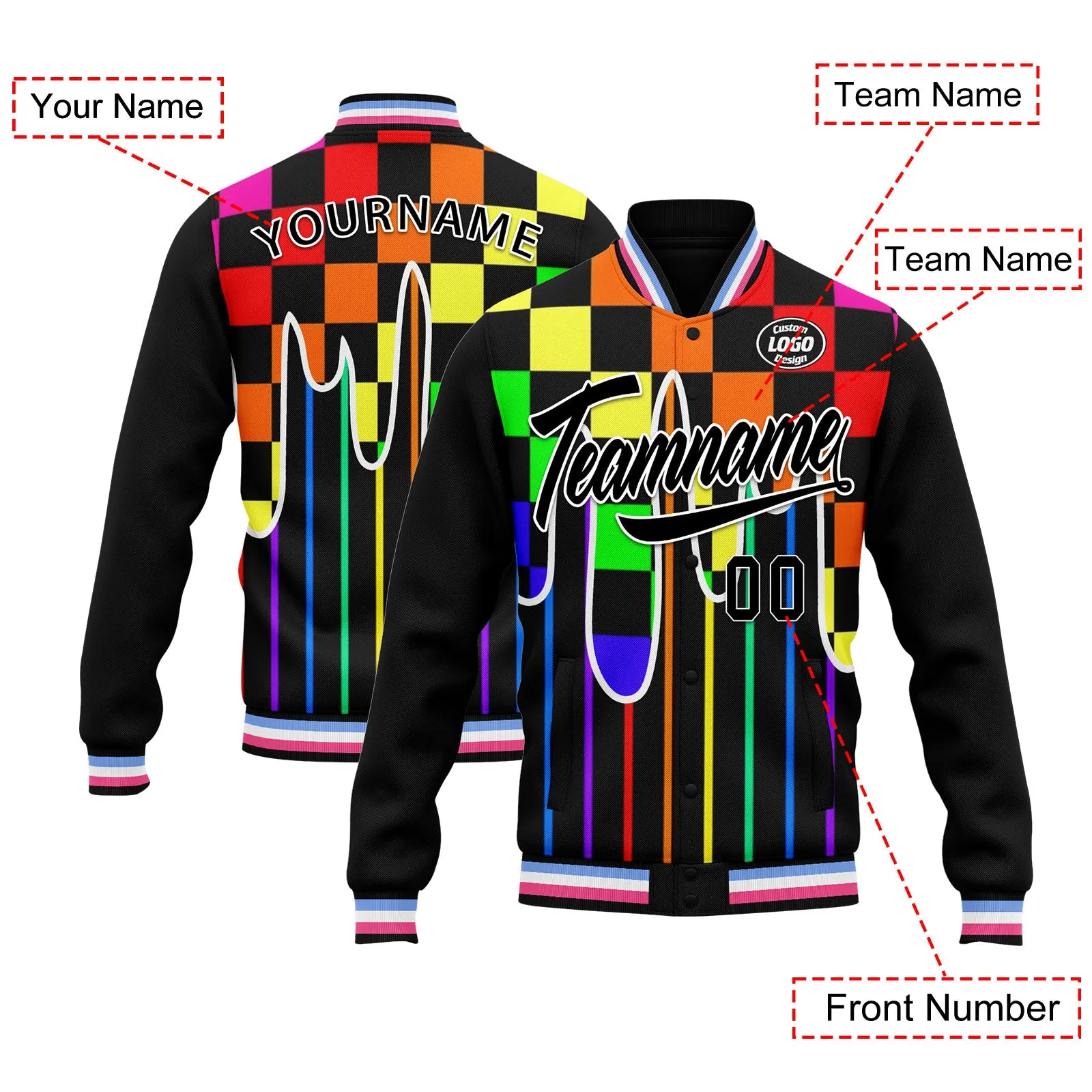 Custom Jacket Bomber Full-Snap Varsity Letterman Personalized Jacket FZ005-D025003-11