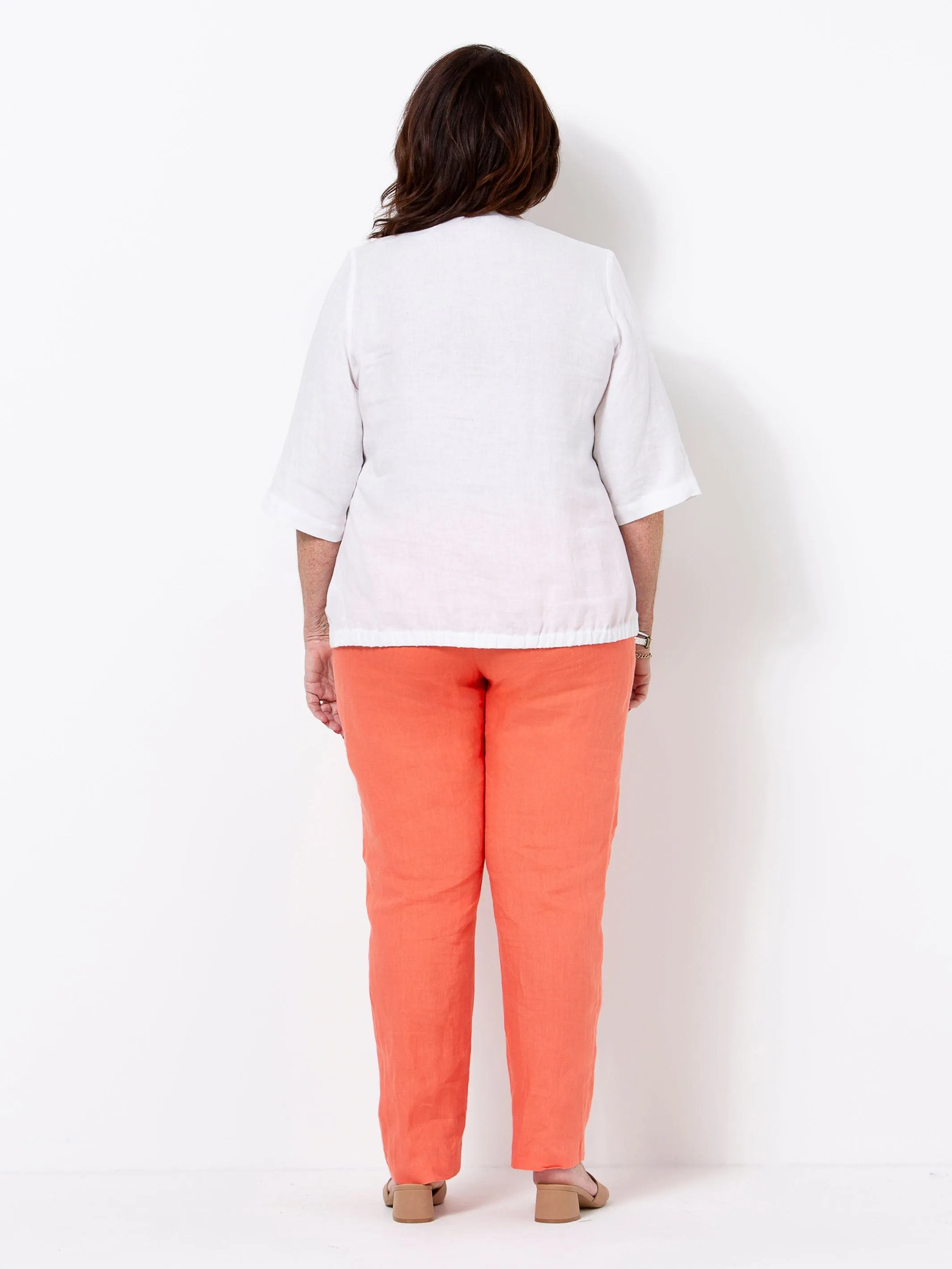 Dark Apricot Linen Slim Leg Pant