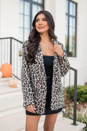 Do It Pronto Leopard Wool Blend Blazer Coat SALE