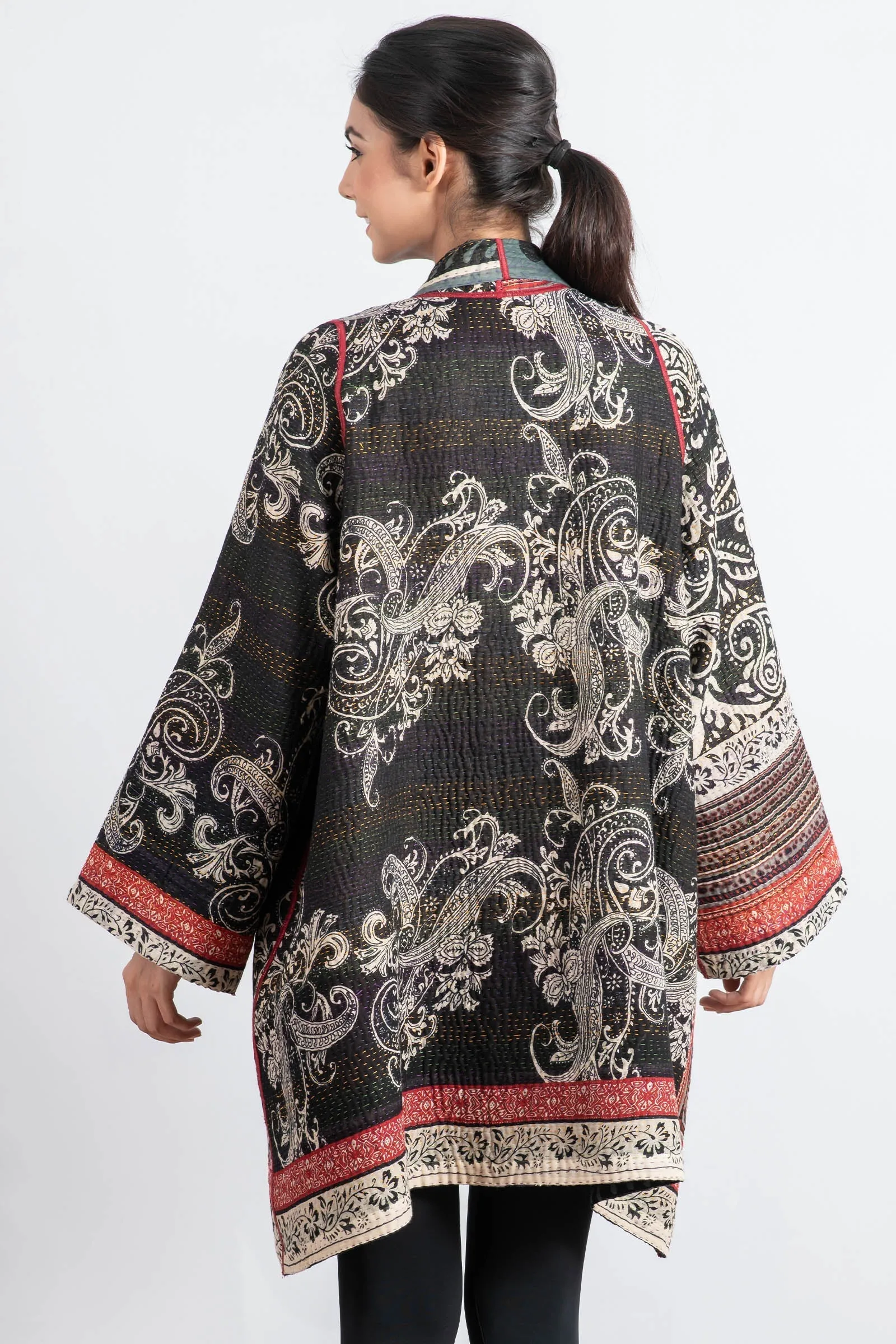 DOT & PAISLEY KANTHA A-LINE JKT - dp4003-nvy -