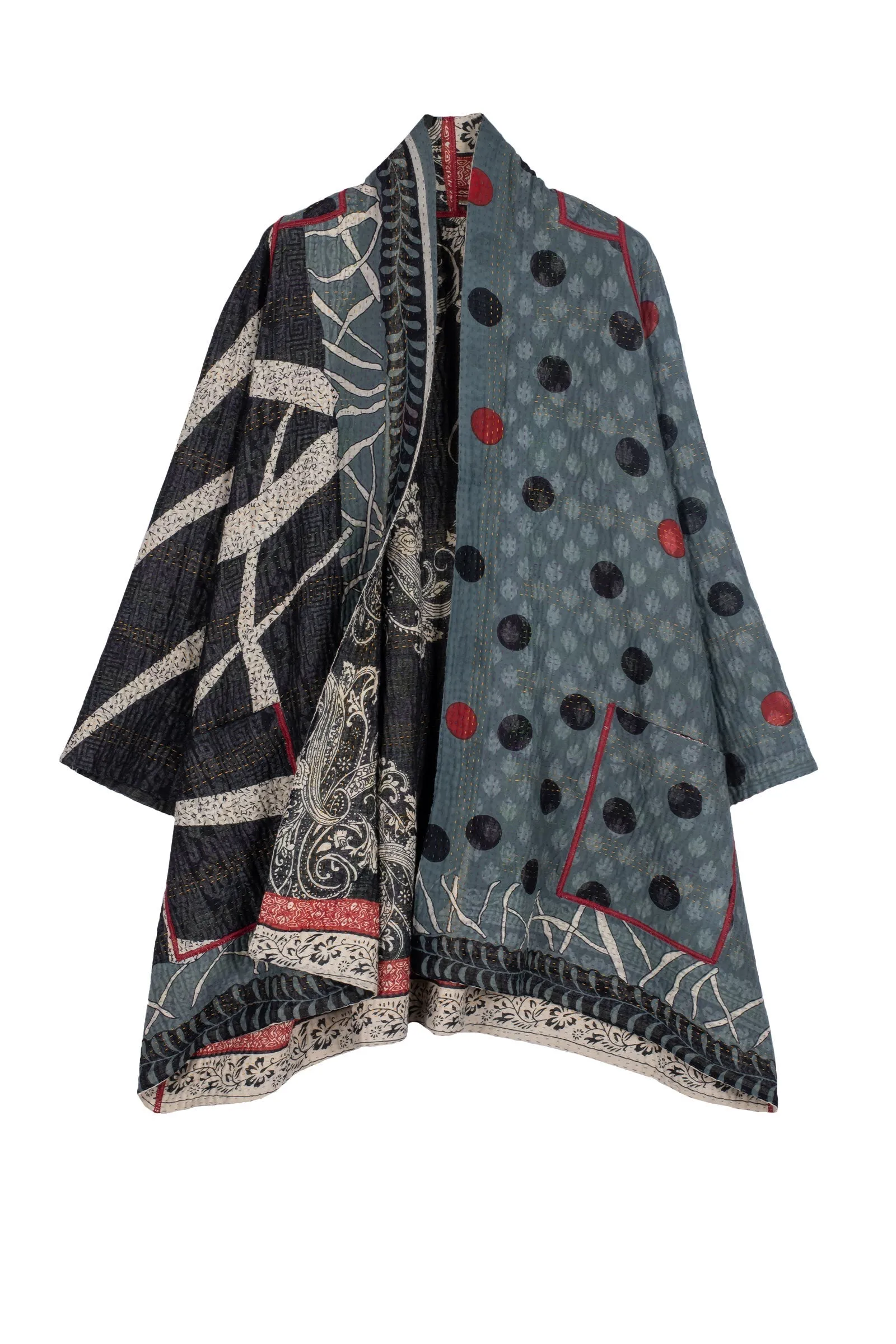 DOT & PAISLEY KANTHA A-LINE JKT - dp4003-nvy -