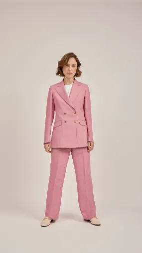 Double Breasted Blazer in Dusty Pink Linen by Anna James