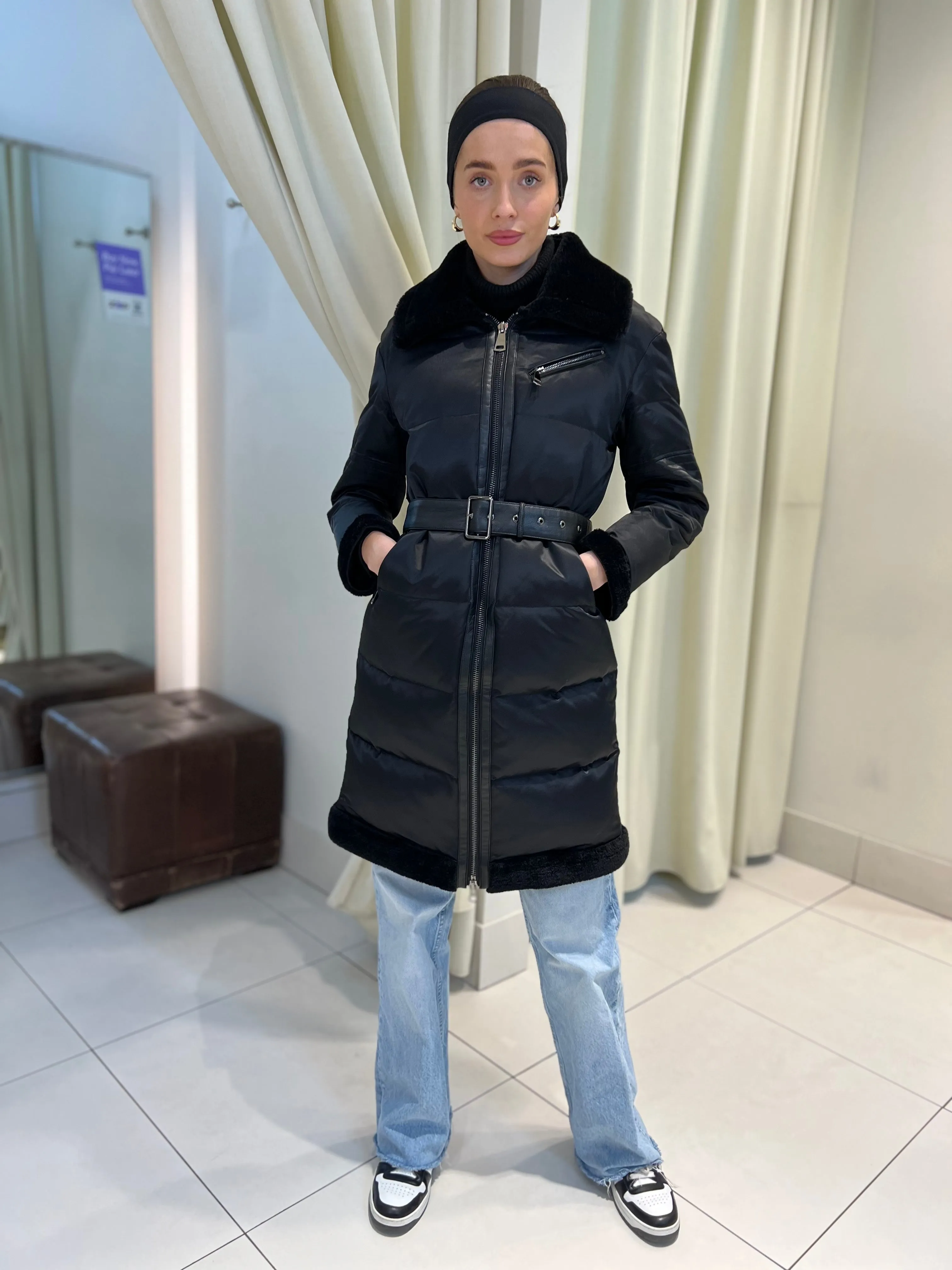 Down Insulated Belted Coat