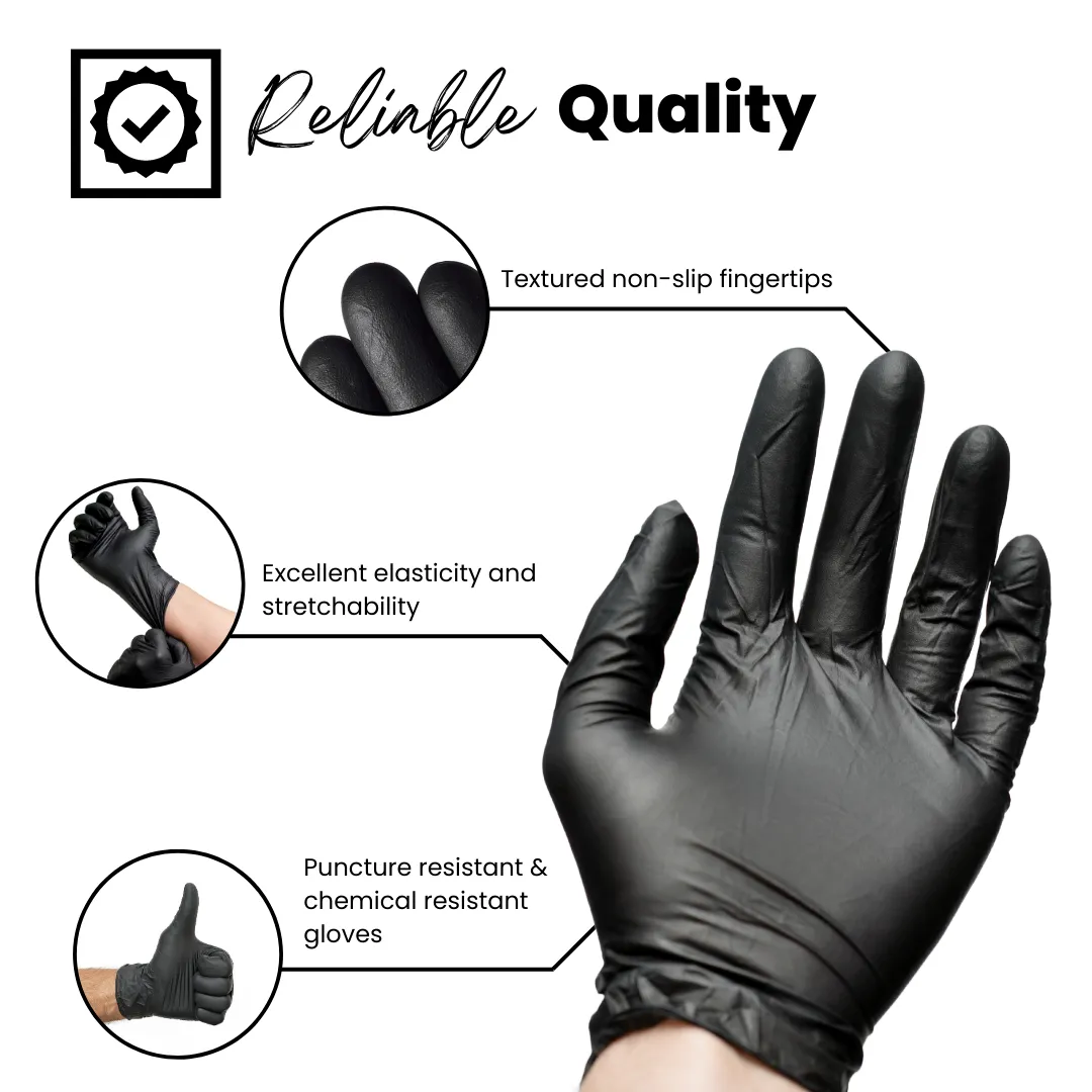 Eco Gloves BLACK Disposable Nitrile Exam Gloves (5 mil) Powder Free, Latex Free, 100 Gloves/Box - 100% Recyclable - SAMPLE FOLDER