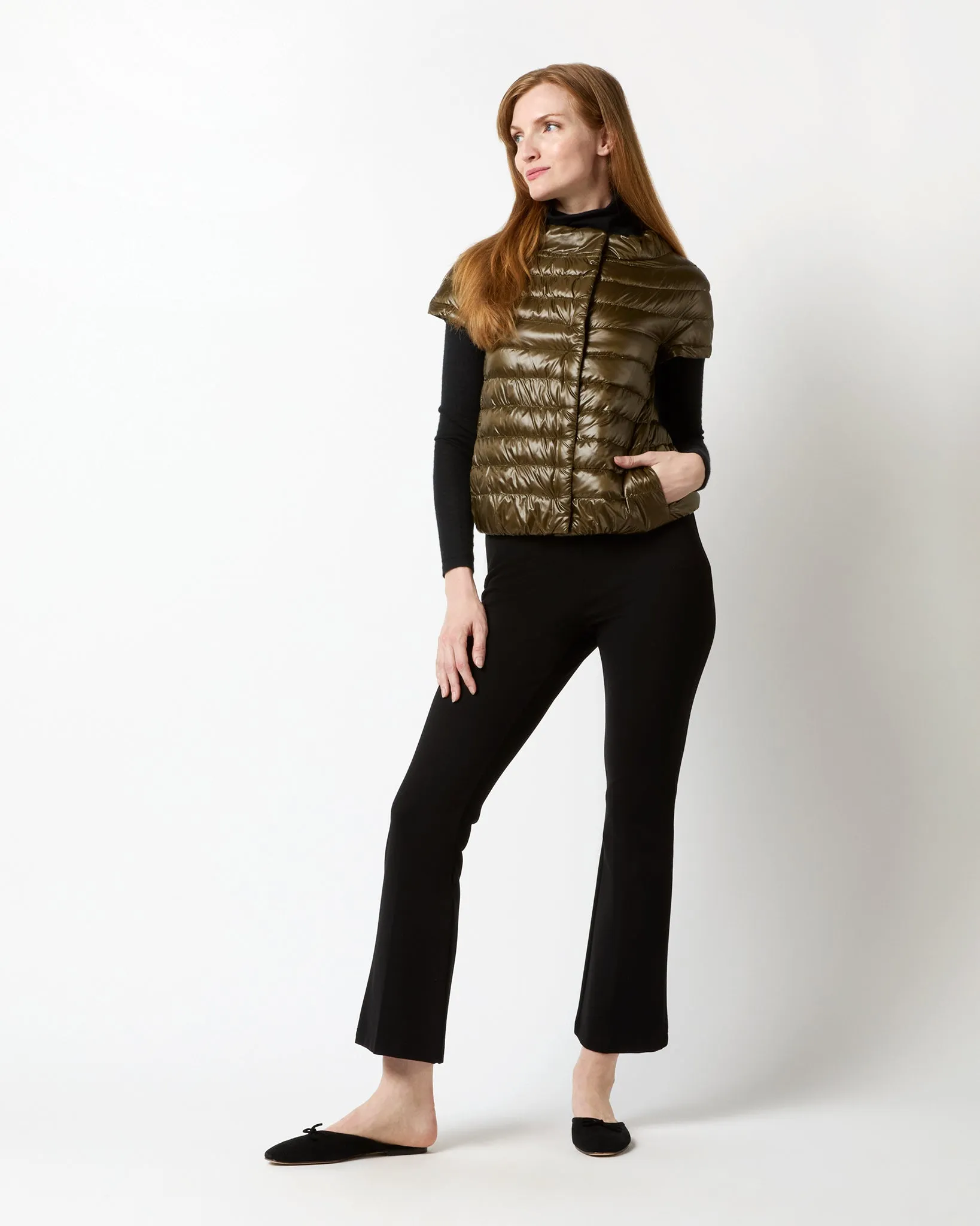 Emilia Cap-Sleeve Jacket in Military Green