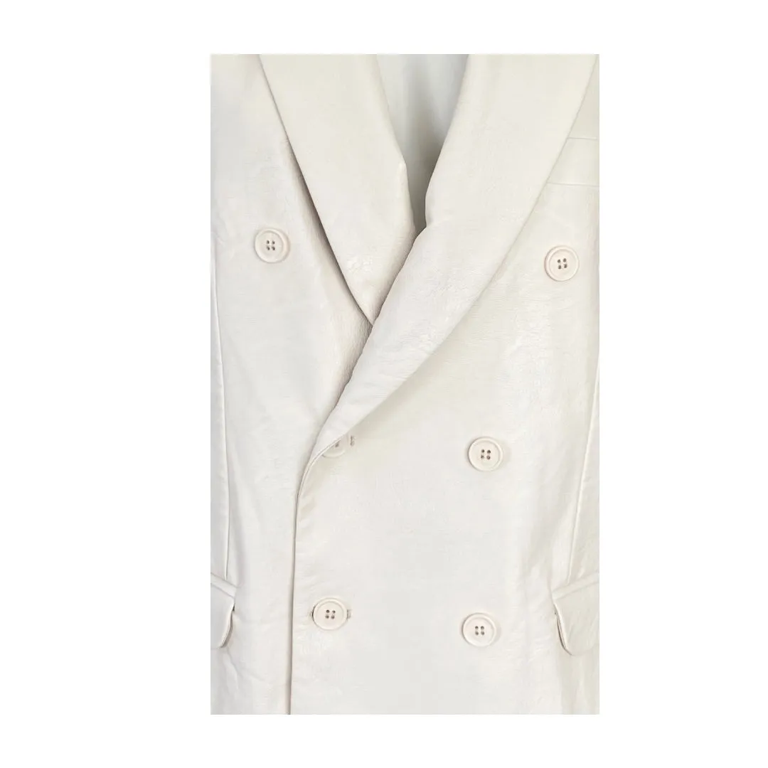 FAMILY FIRST Double Breathed PU Blazer Cream SIZE XL