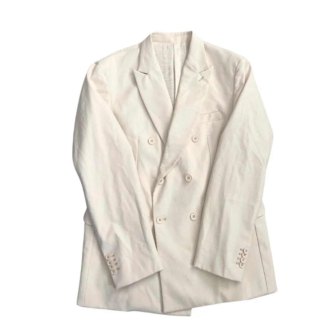 FAMILY FIRST Double Breathed PU Blazer Cream SIZE XL