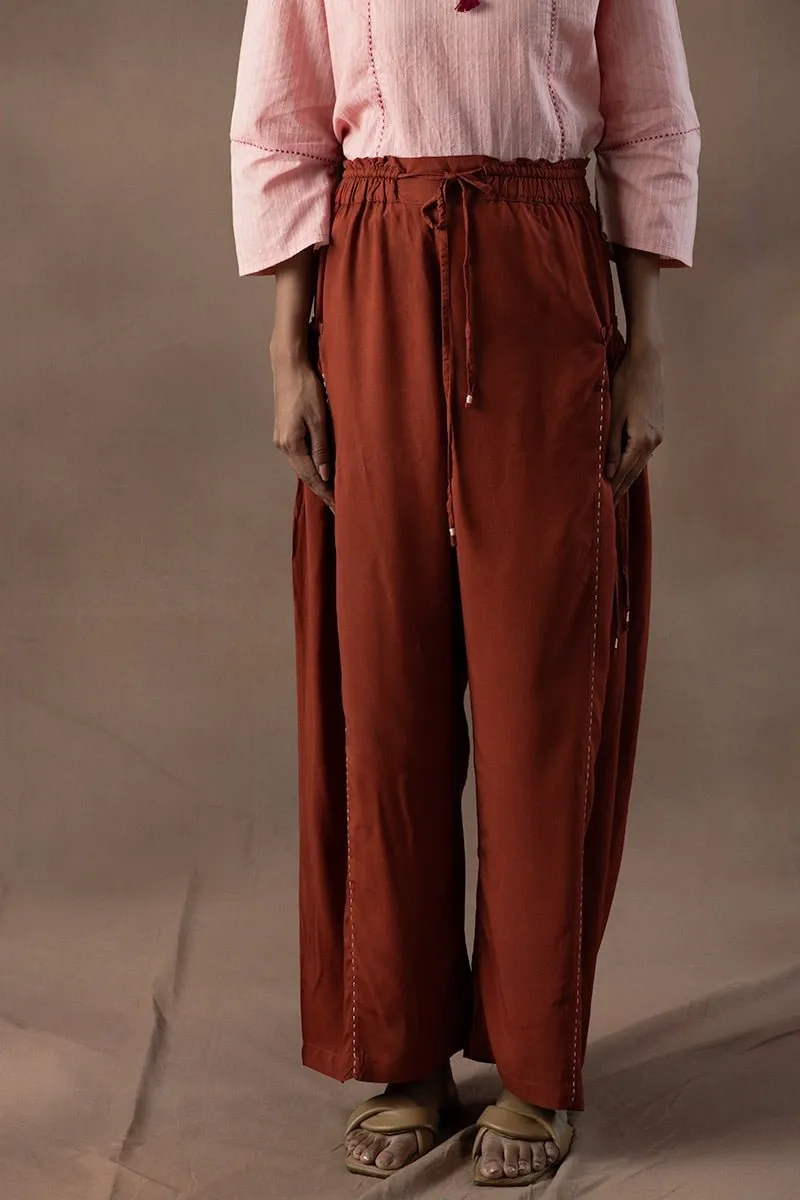 Farah Ruffled Rayon Palazzo Pants