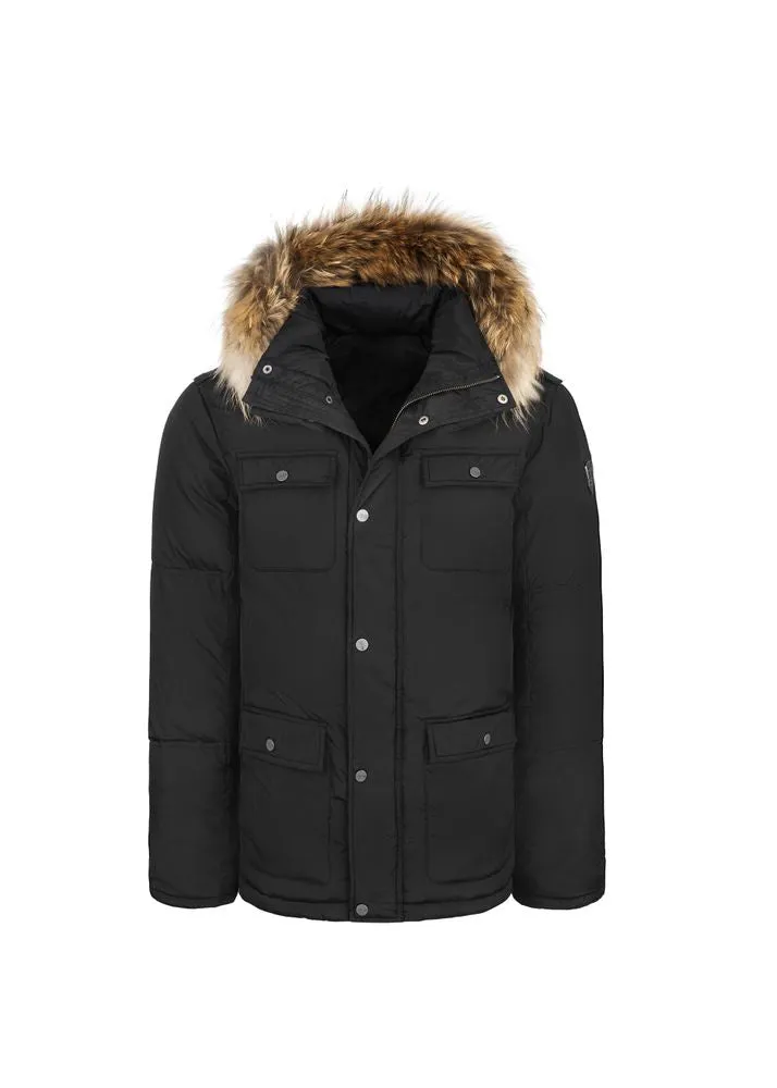 Faux shearling Detachable Hood Classic Style Men's Winter Jacket