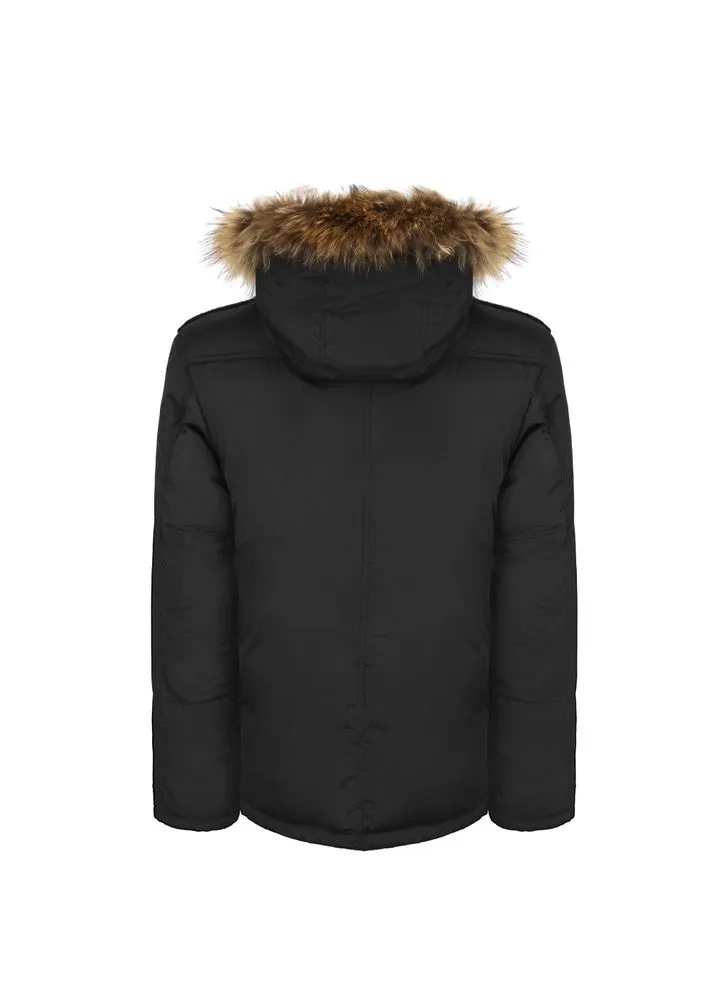 Faux shearling Detachable Hood Classic Style Men's Winter Jacket