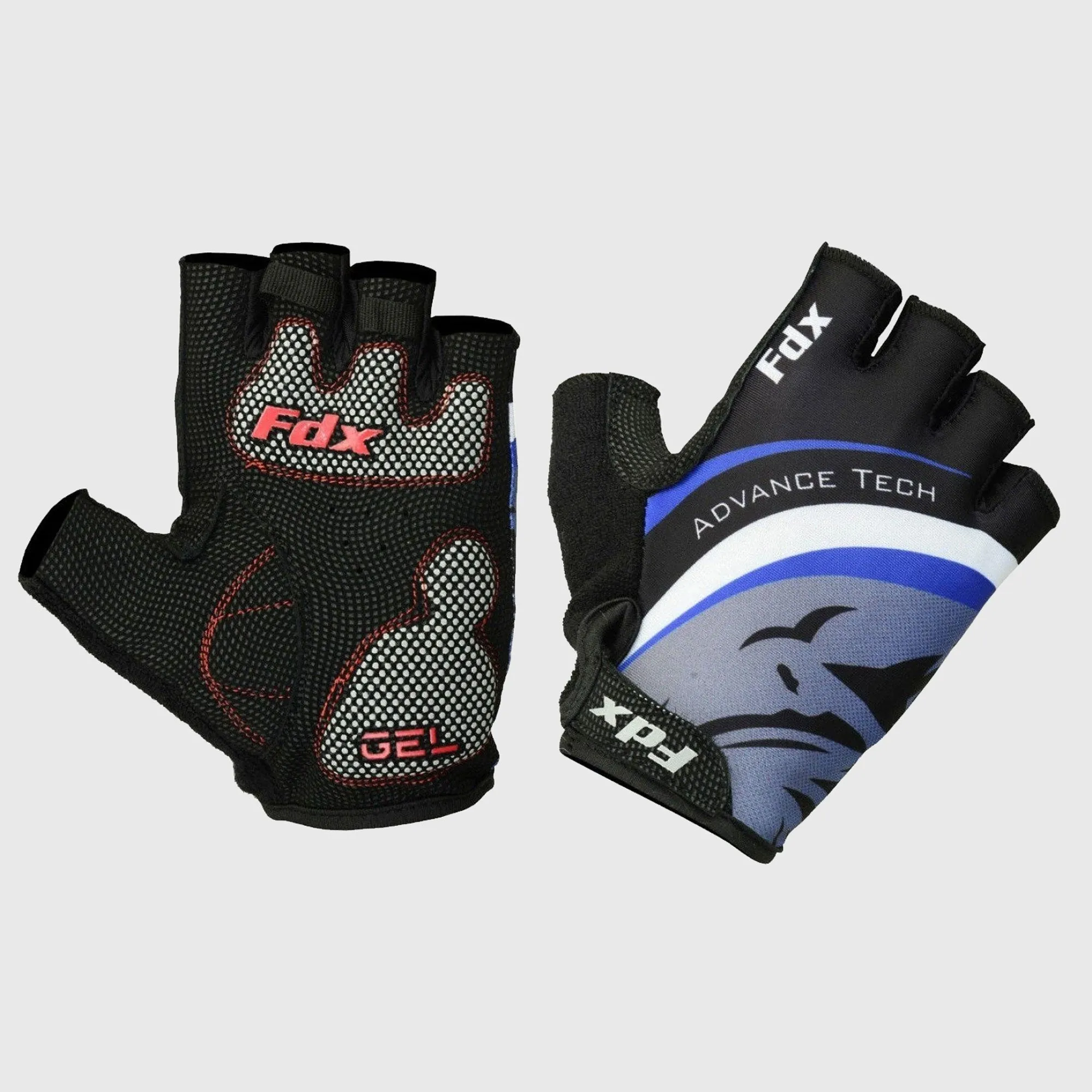 Fdx Delta Black Gel Padded Fingerless Summer Cycling Gloves