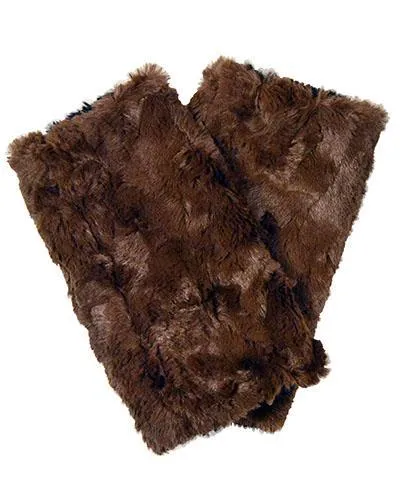 Fingerless / Texting Gloves, Reversible - Luxury Faux Fur in Calico