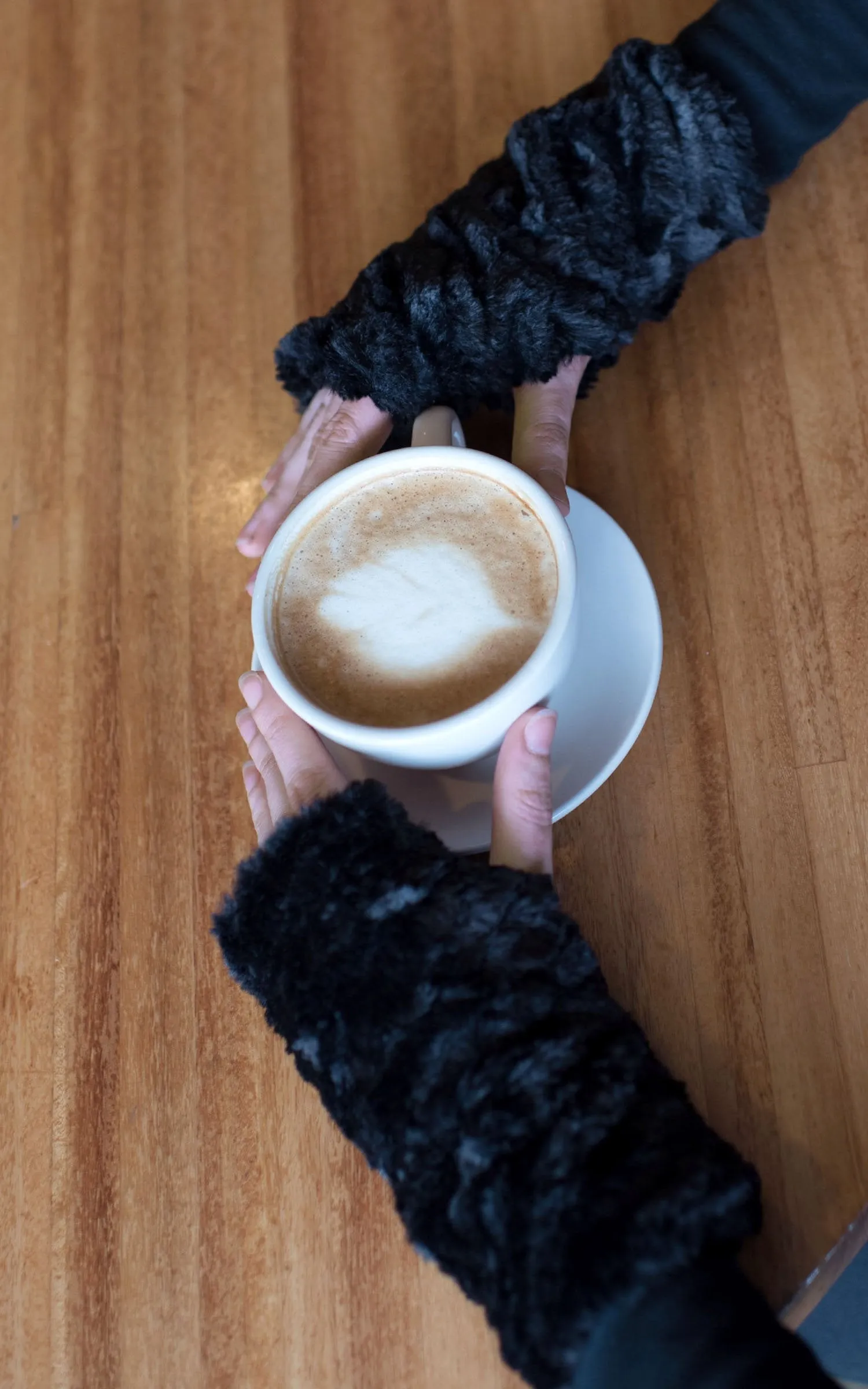 Fingerless / Texting Gloves, Reversible - Luxury Faux Fur in Calico