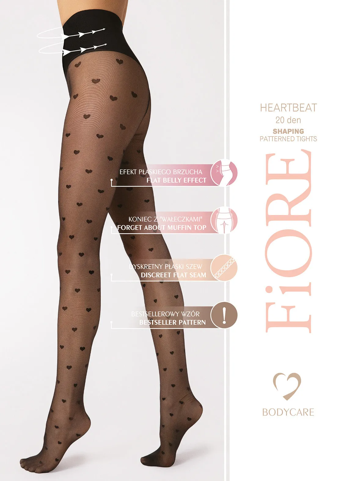 FiORE Heartbeat 20 Denier Patterned Control Top Tights