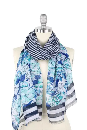 Flower Stripe Print Scarf