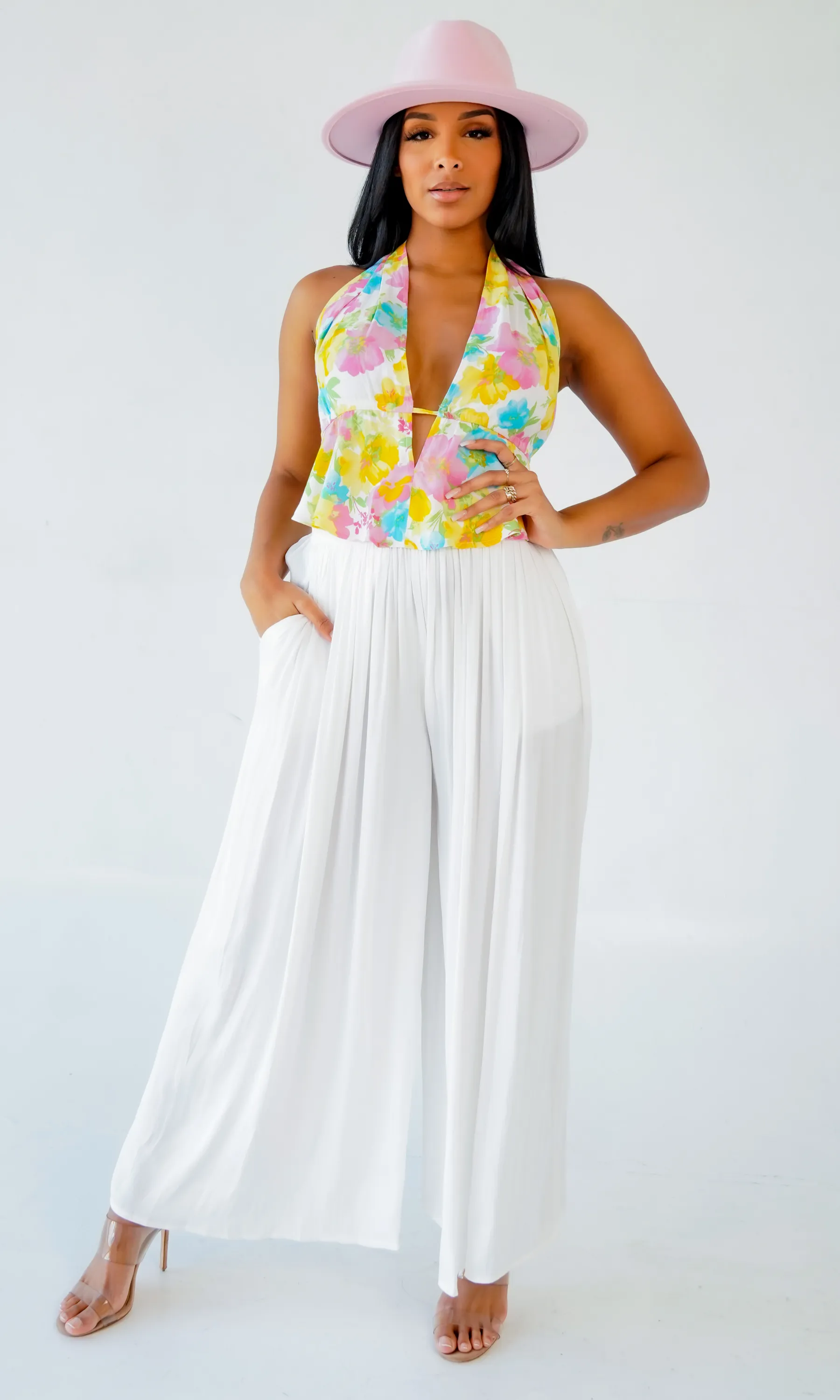 Flowy I High Waisted Pants - White