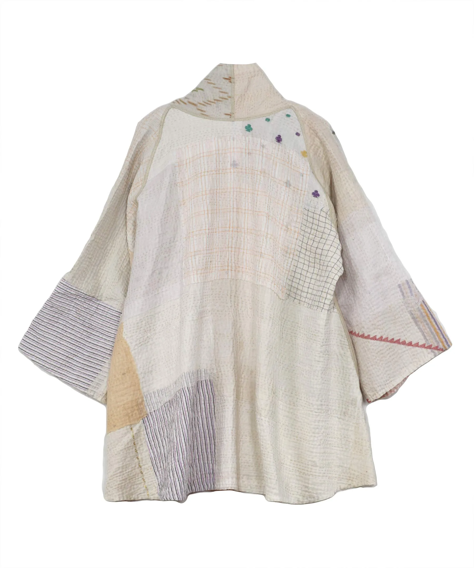 FRAYED PATCH MIX KANTHA KIMONO JKT - fm4004-ivy -