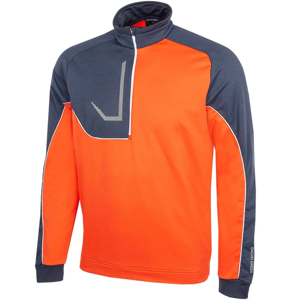 Galvin Green Daxton 1/2 Zip Insula Pullover - Orange/Navy/White