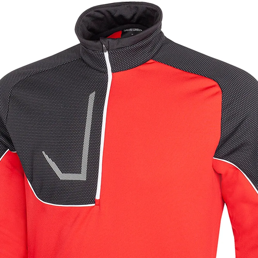 Galvin Green Daxton 1/2 Zip Insula Pullover - Red/Forged Iron/White