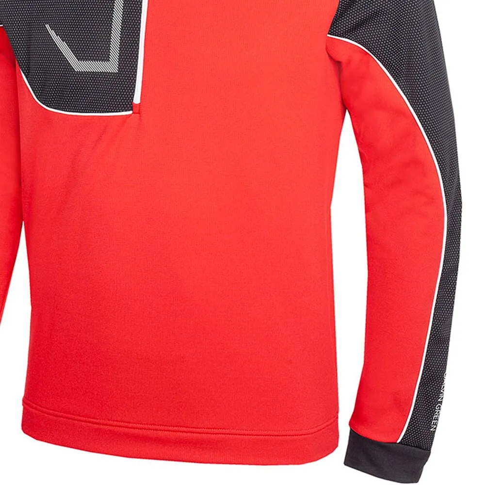 Galvin Green Daxton 1/2 Zip Insula Pullover - Red/Forged Iron/White